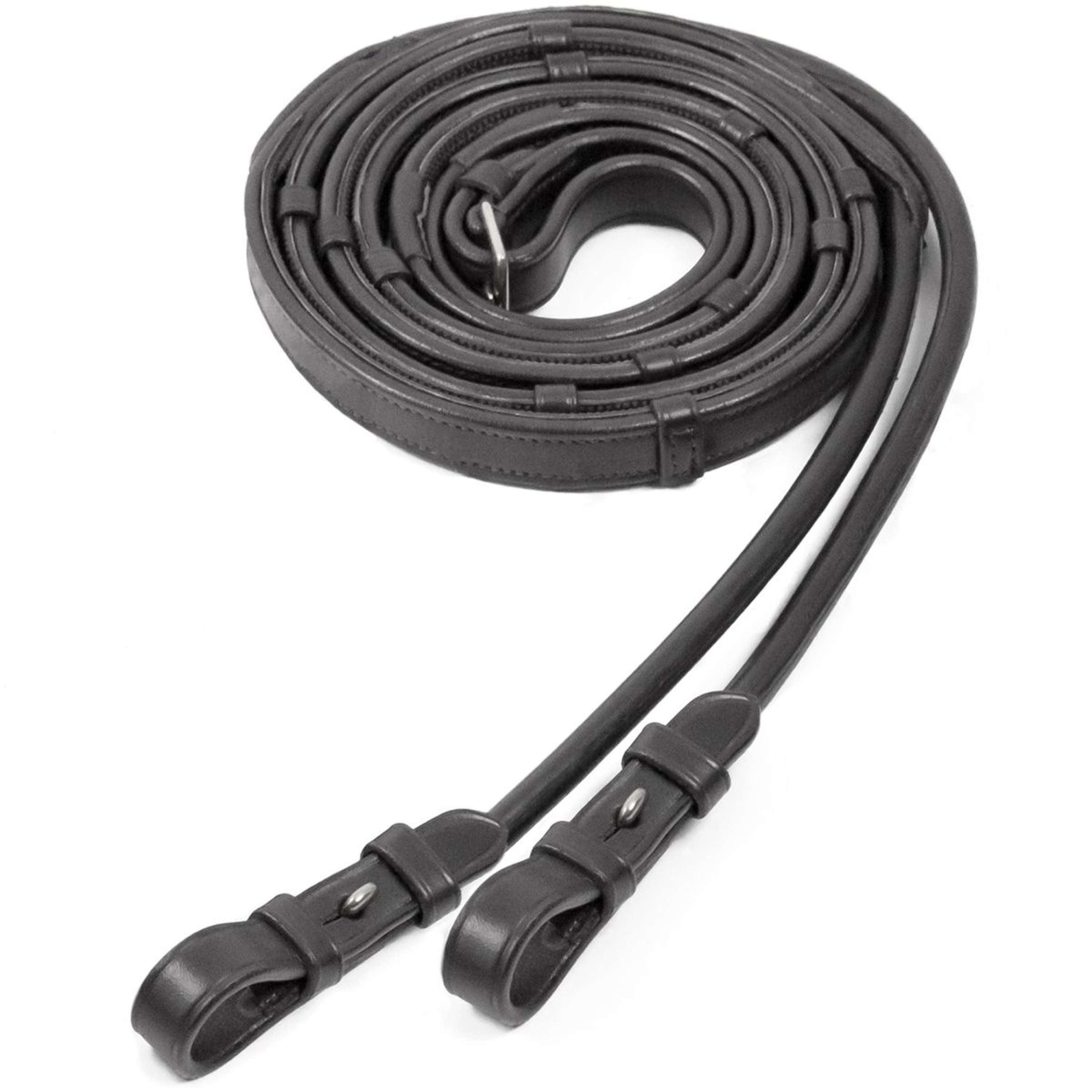 Schockemöhle Rênes de Filet Cuir/Caoutchouc Noir/Argent