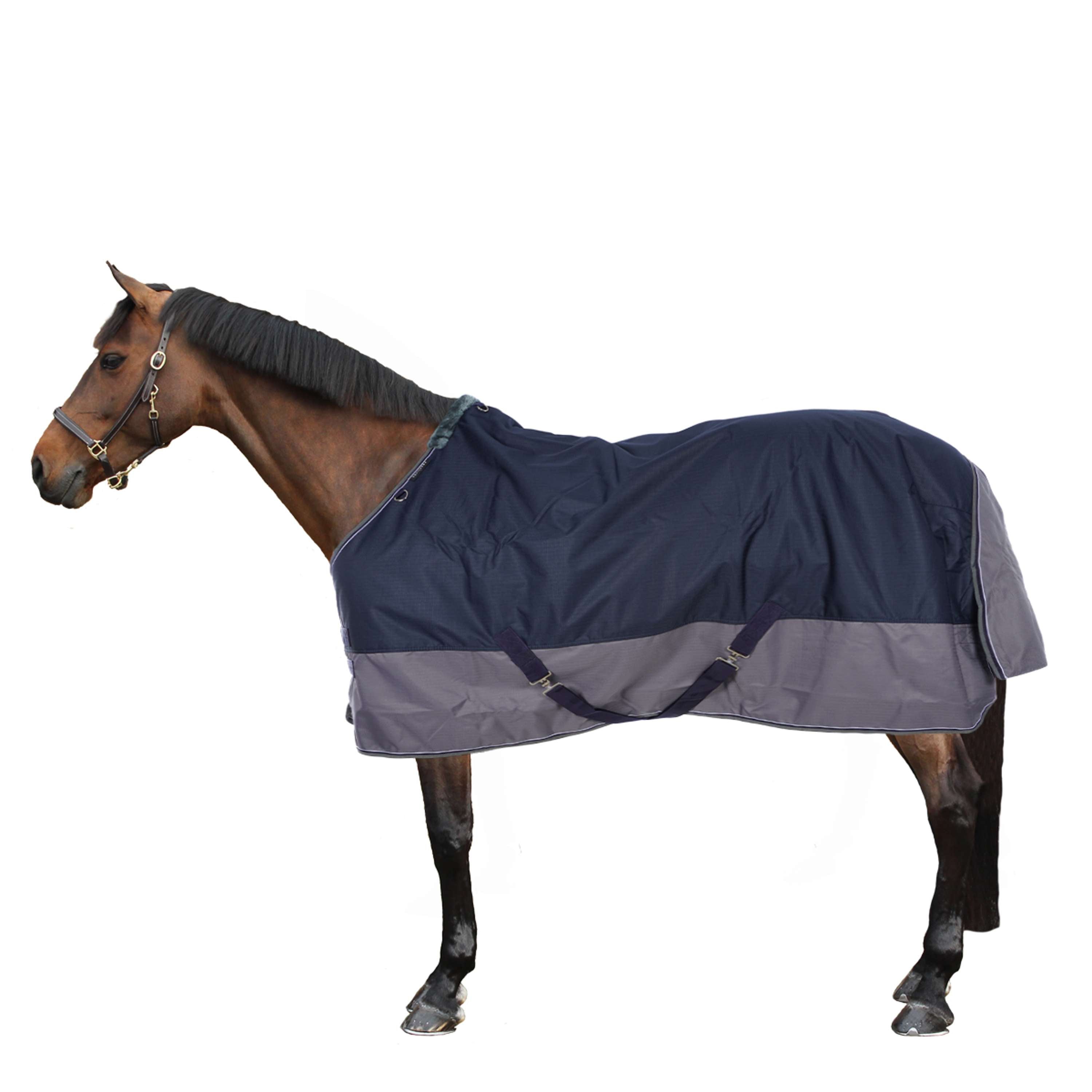 EQUITHÈME Couverture Imperméable Tyrex 600D 50g Marine/Gris Dots