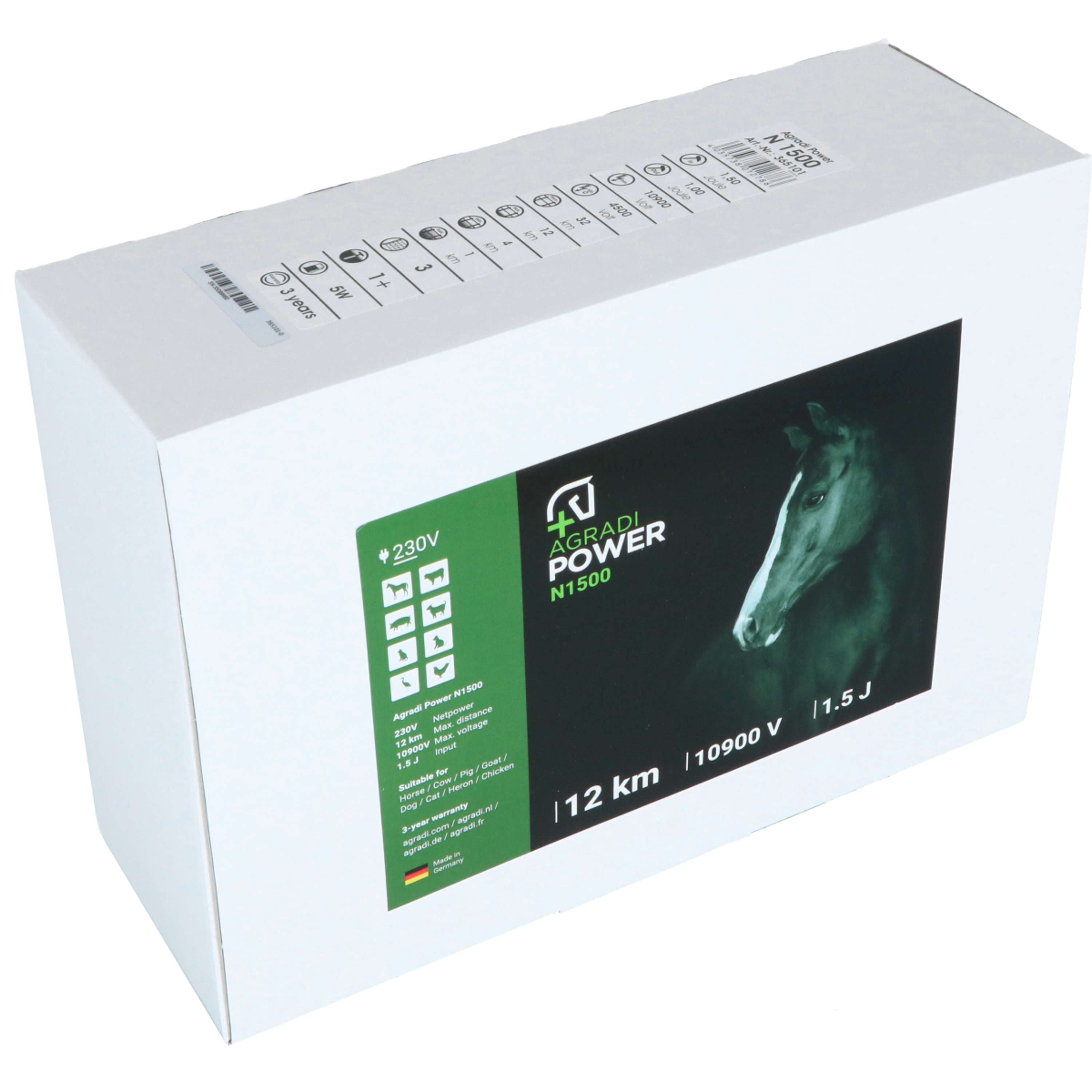 Agradi Power N1500 Électrificateur 1,5 Joule 230V Vert Foncé