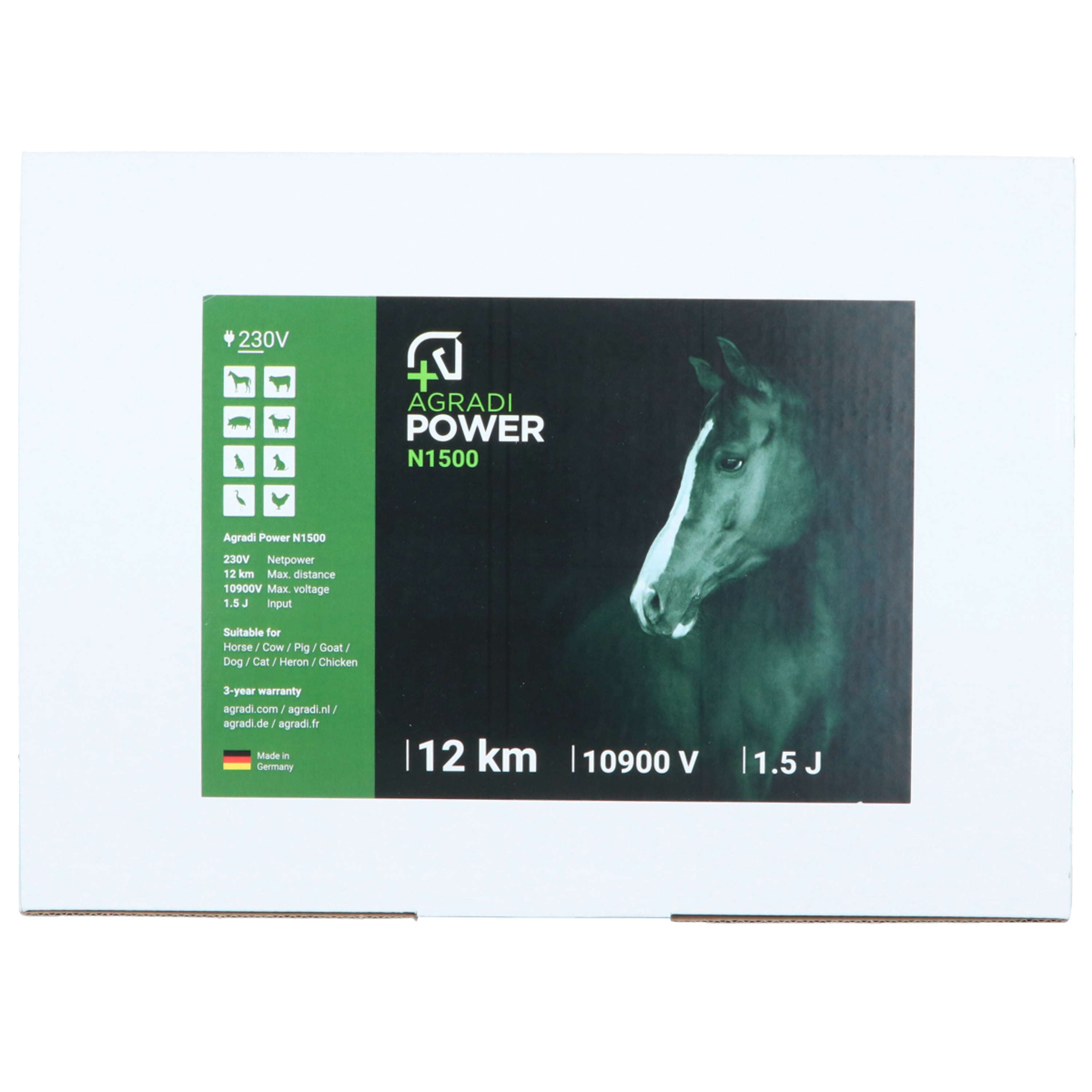 Agradi Power N1500 Électrificateur 1,5 Joule 230V Vert Foncé