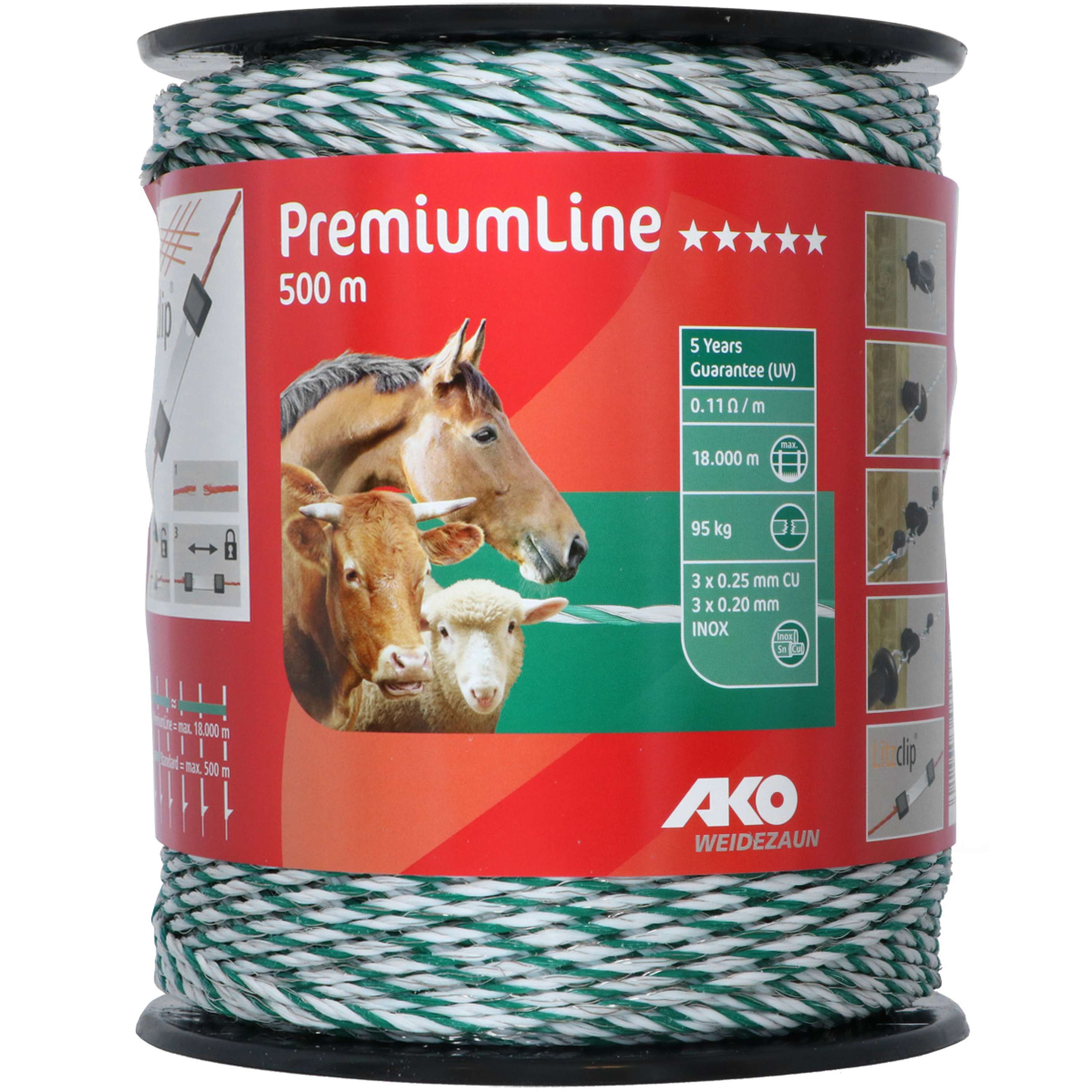 Ako Fil de Clôture PremiumLine Blanc/Vert