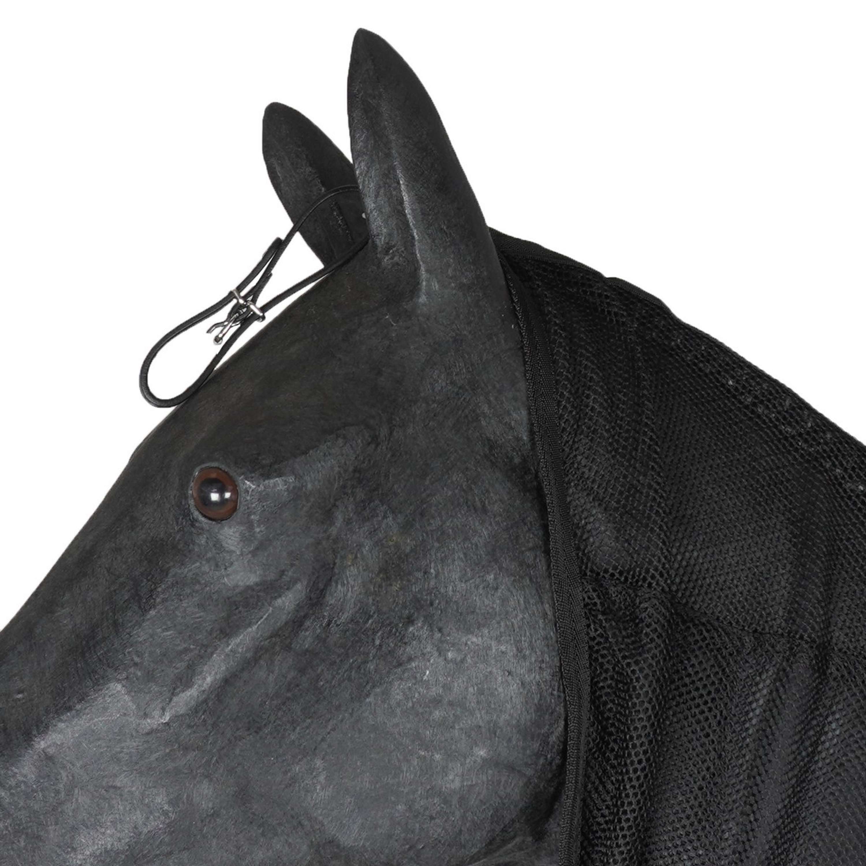 HB Couverture Anti-Mouches pour chevaux d'attelage avec Couvre-cou Noir