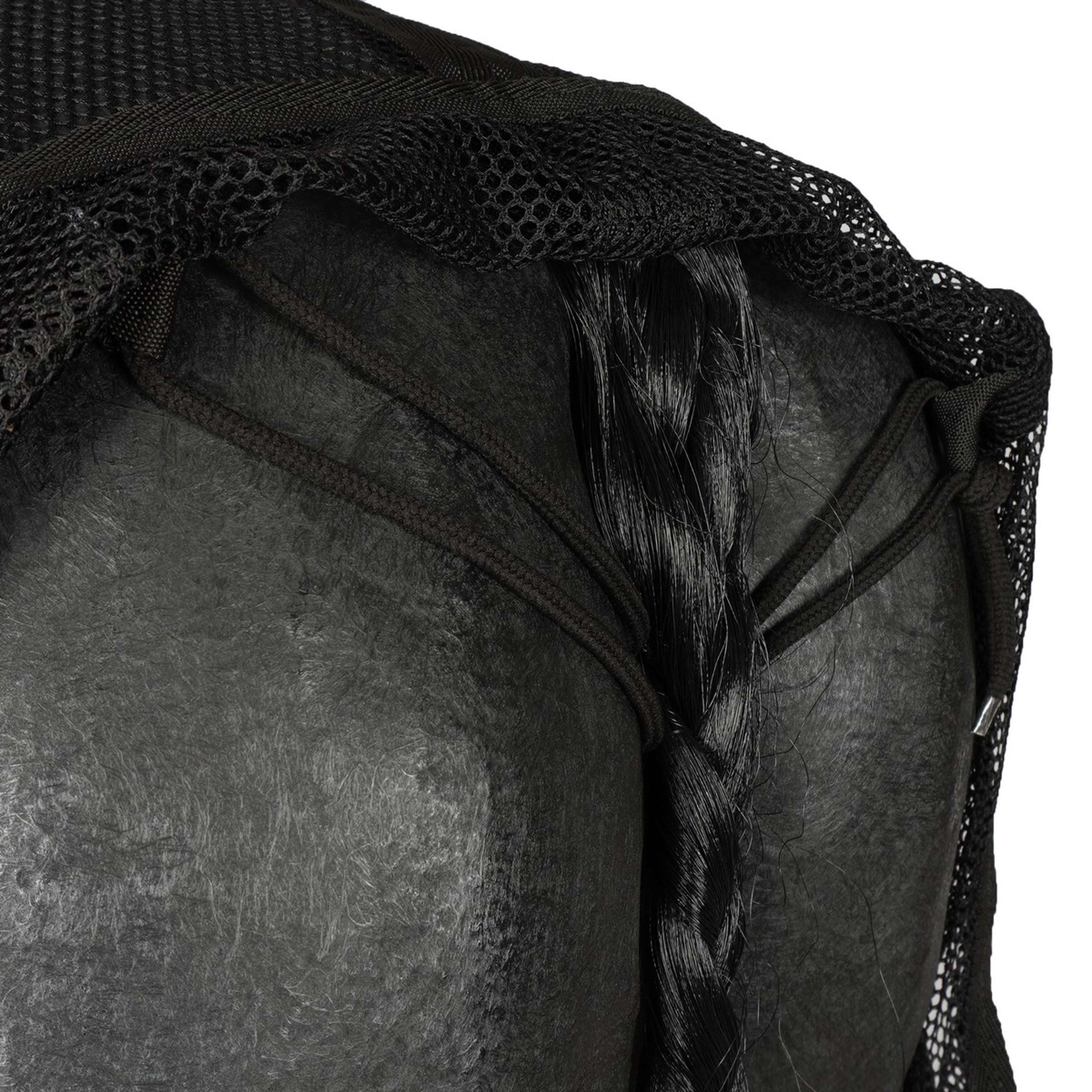 HB Couverture Anti-Mouches pour chevaux d'attelage avec Couvre-cou Noir