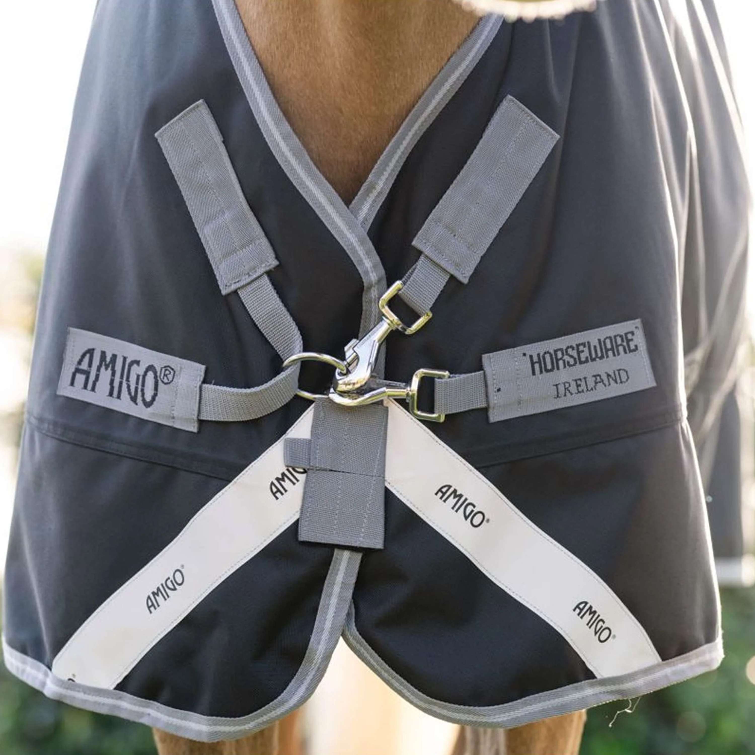 Amigo Chemise Turnout 1200D Plus Pony 0g Noir/Gris Titane/Argent