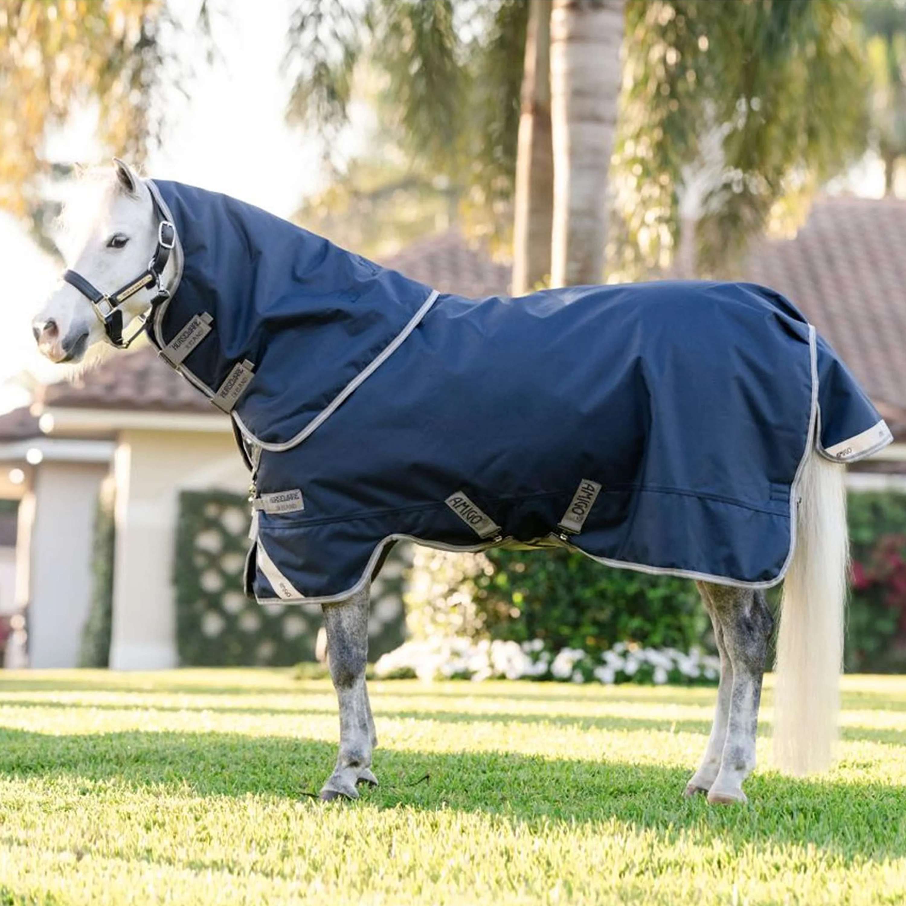 Amigo Chemise Turnout 1200D Plus Pony 50g Marine/Gris Titane/Argent