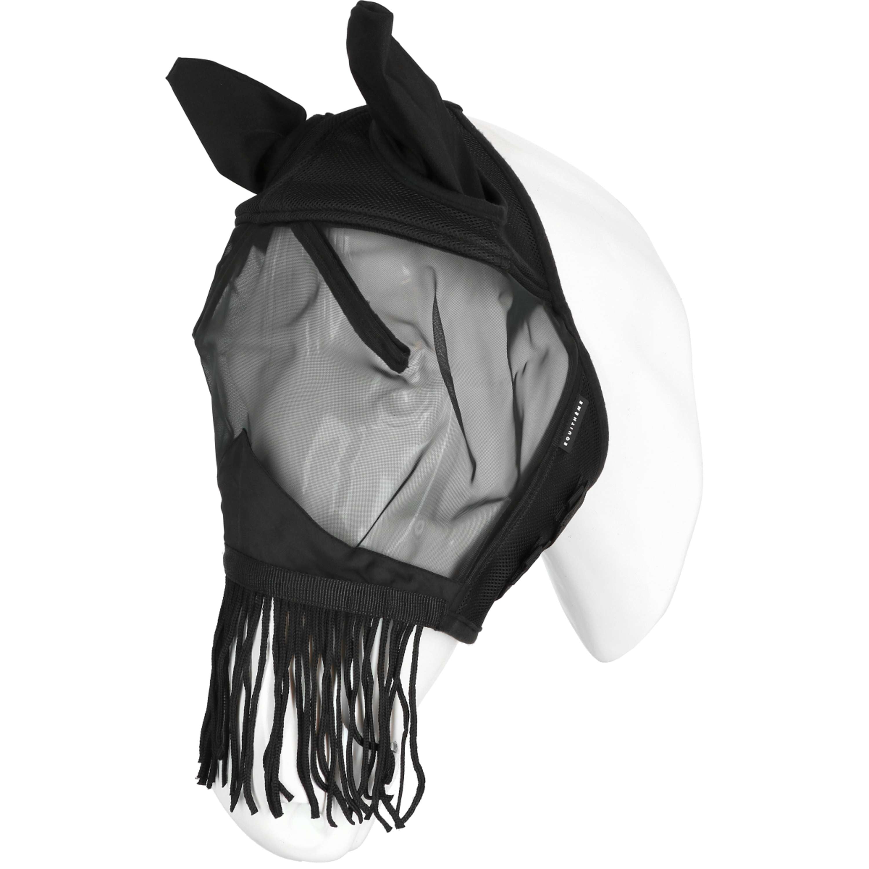 EQUITHÈME Masque Anti-Mouches Franges avec Protection UV Noir