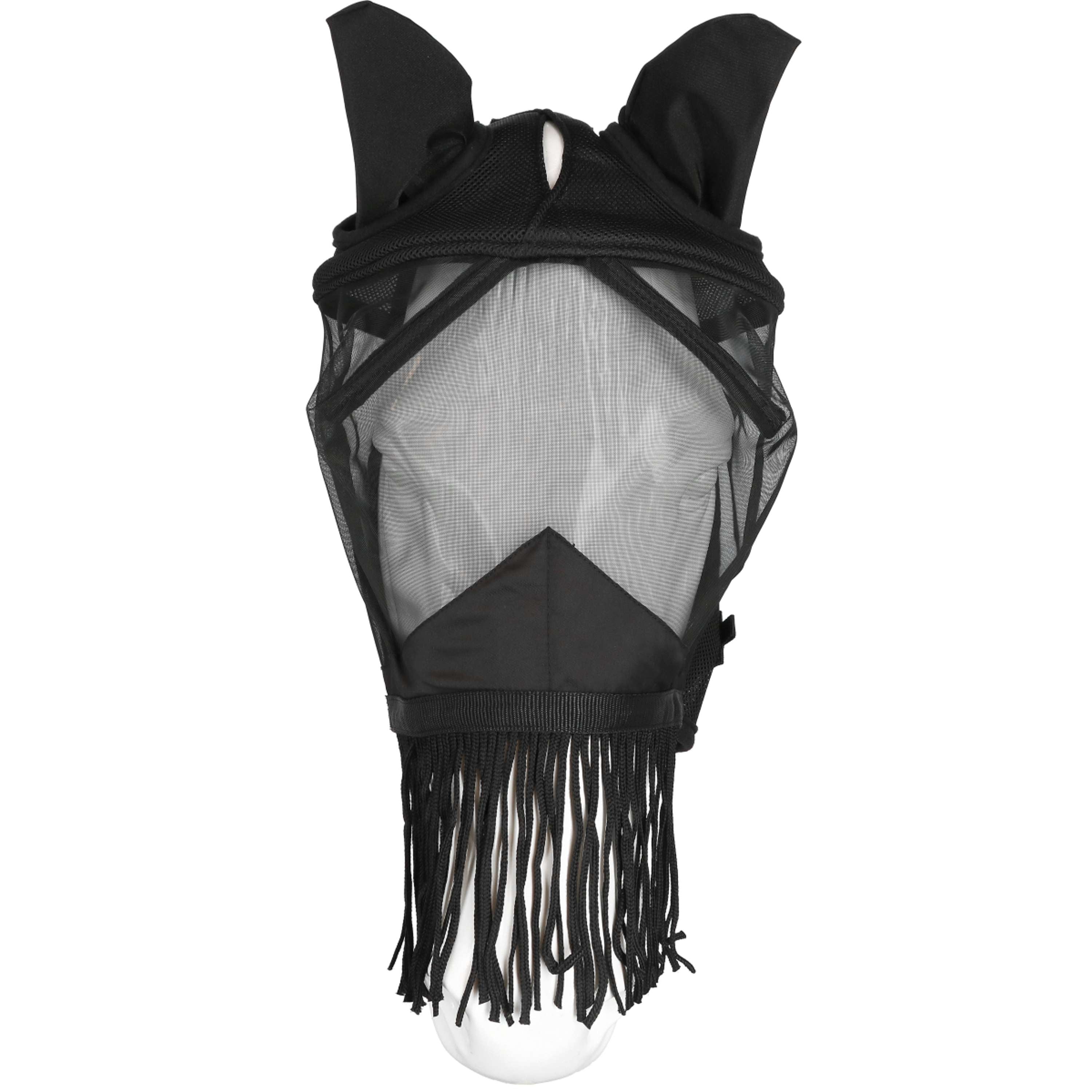 EQUITHÈME Masque Anti-Mouches Franges avec Protection UV Noir