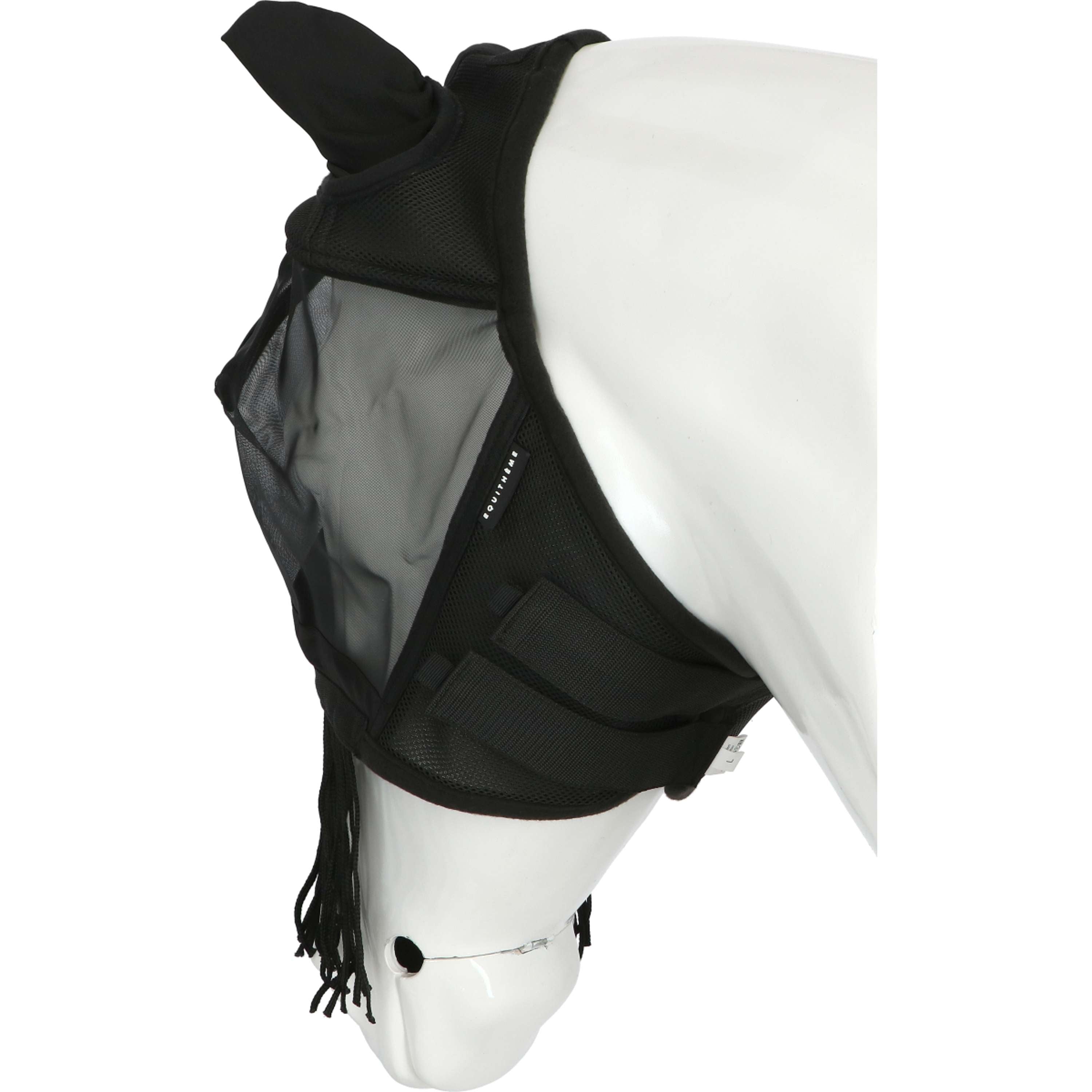 EQUITHÈME Masque Anti-Mouches Franges avec Protection UV Noir