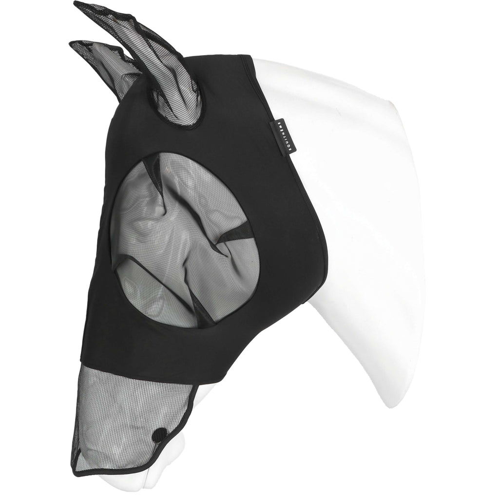 EQUITHÈME Masque Anti-Mouches Lycra UV protection Avec Filet Nez Noir
