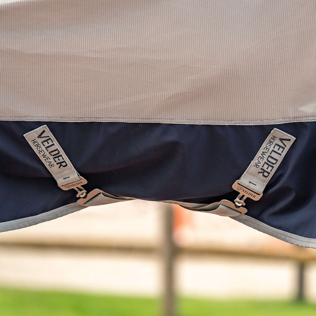 Velder Horsewear Premium Pony Couverture Anti-Mouches Rainless Fall Navy/Pearl Silver