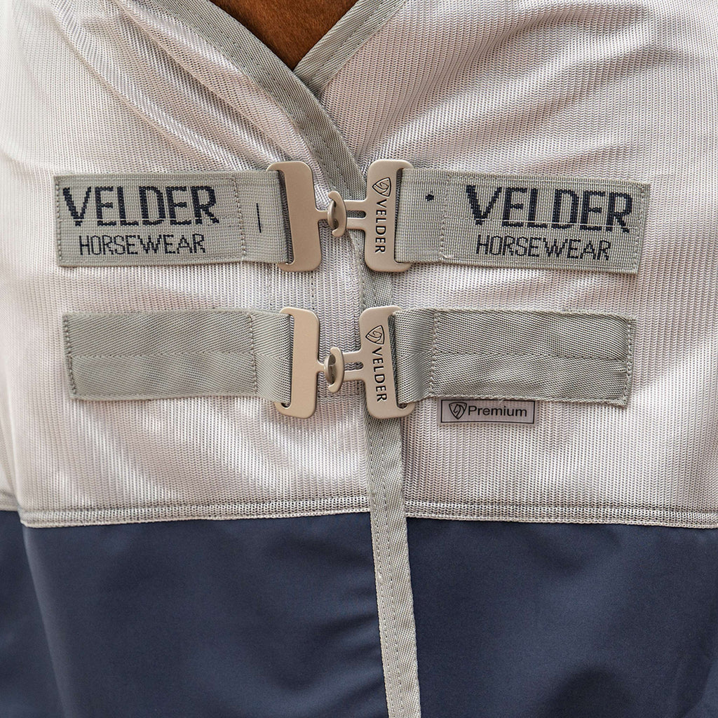 Velder Horsewear Premium Pony Couverture Anti-Mouches Rainless Fall Navy/Pearl Silver