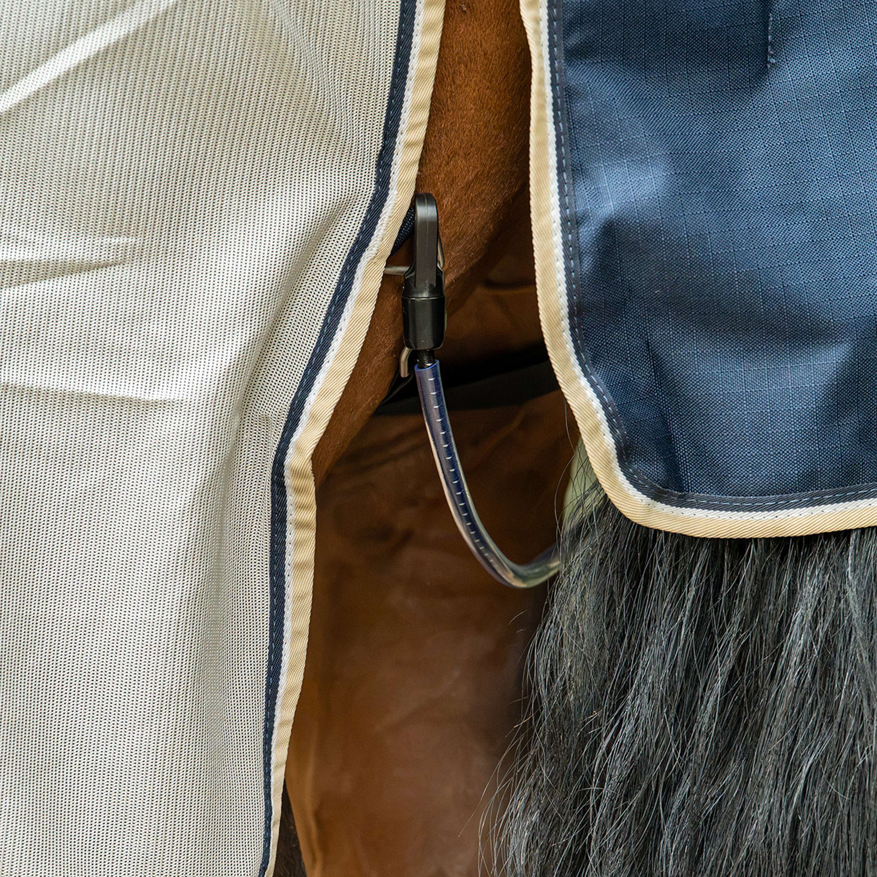 Velder Horsewear Premium Pony Couverture Anti-Mouches Waterproof-Top Navy/Pearl Silver