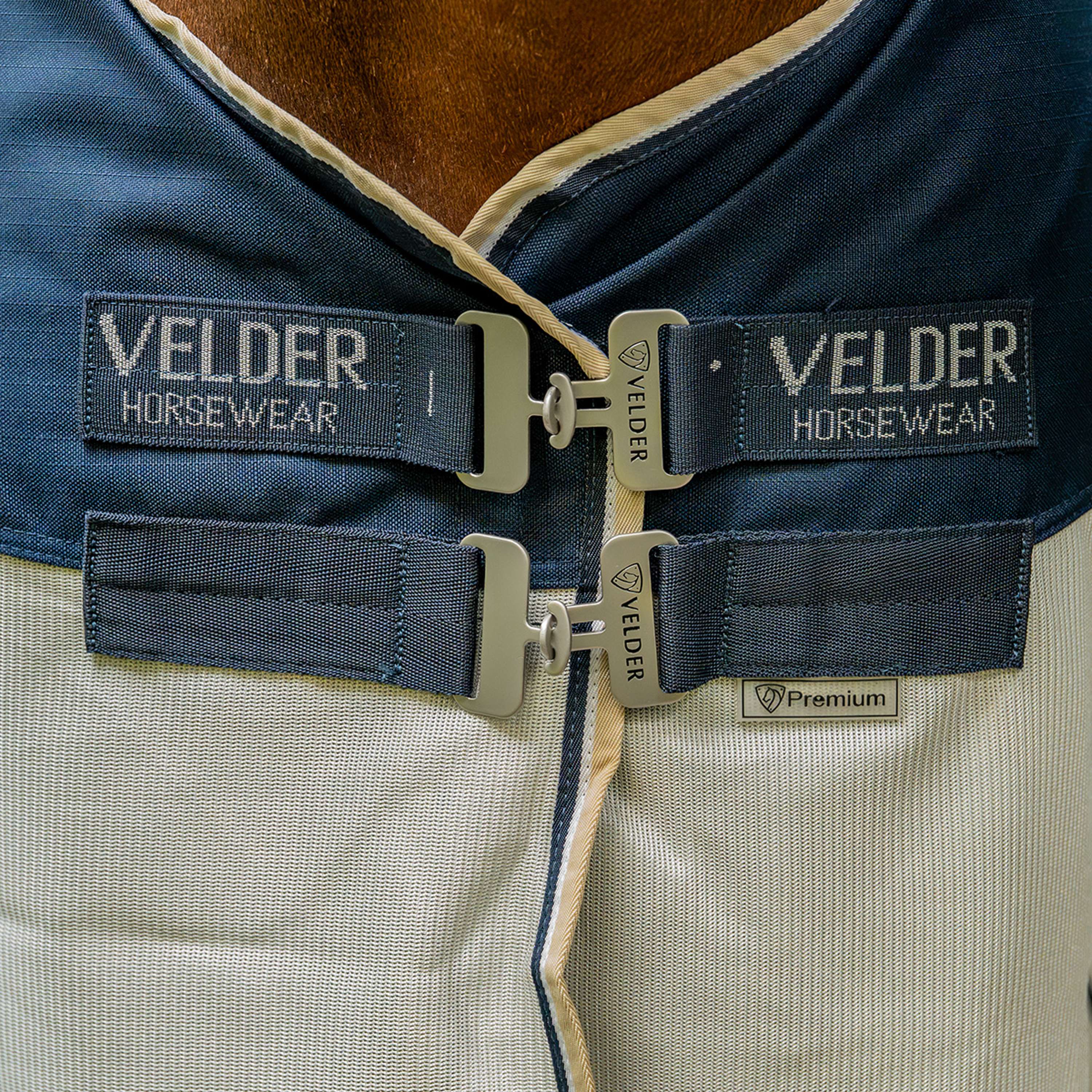 Velder Horsewear Premium Pony Couverture Anti-Mouches Waterproof-Top Navy/Pearl Silver