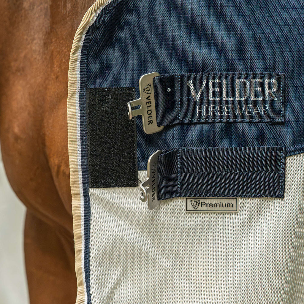 Velder Horsewear Premium Pony Couverture Anti-Mouches Waterproof-Top Navy/Pearl Silver