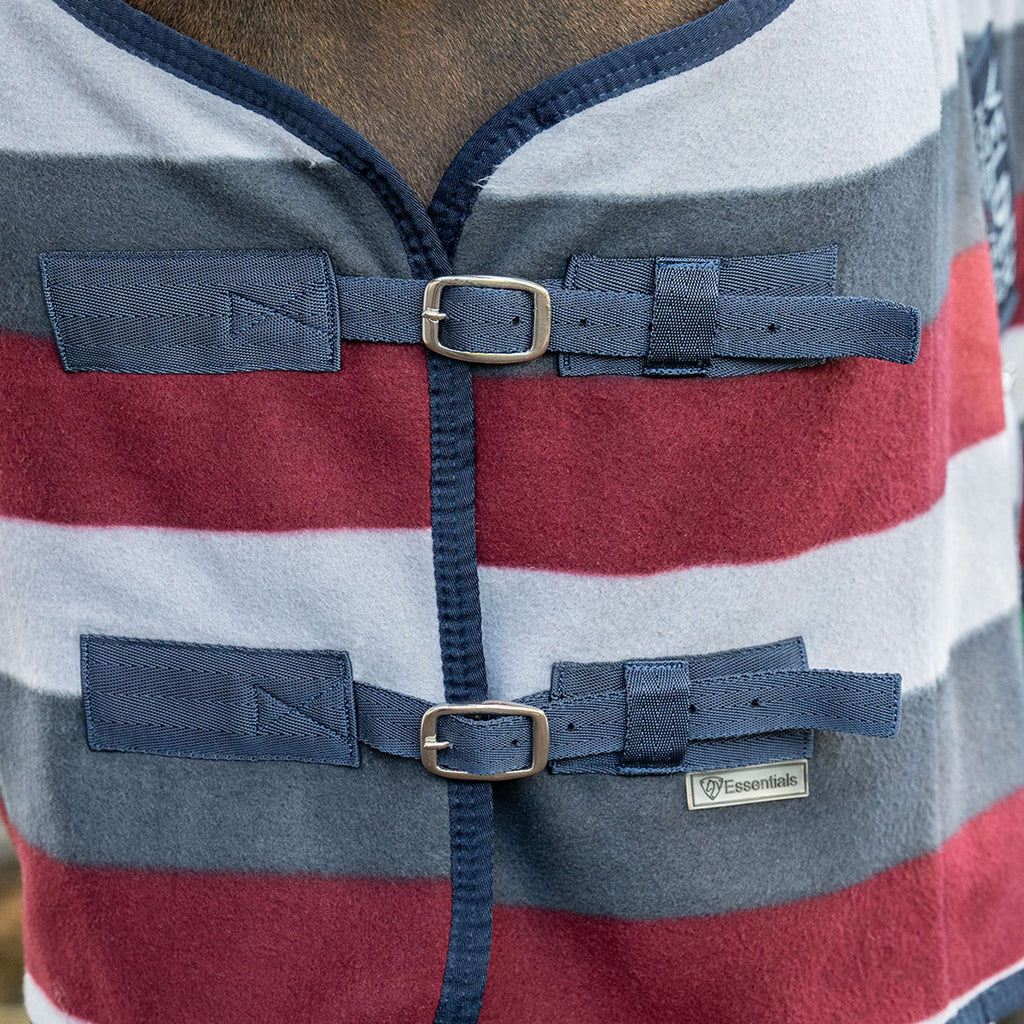 Velder Horsewear Essentials Couverture Polaire Polar Stripes Gris/Bordeuax