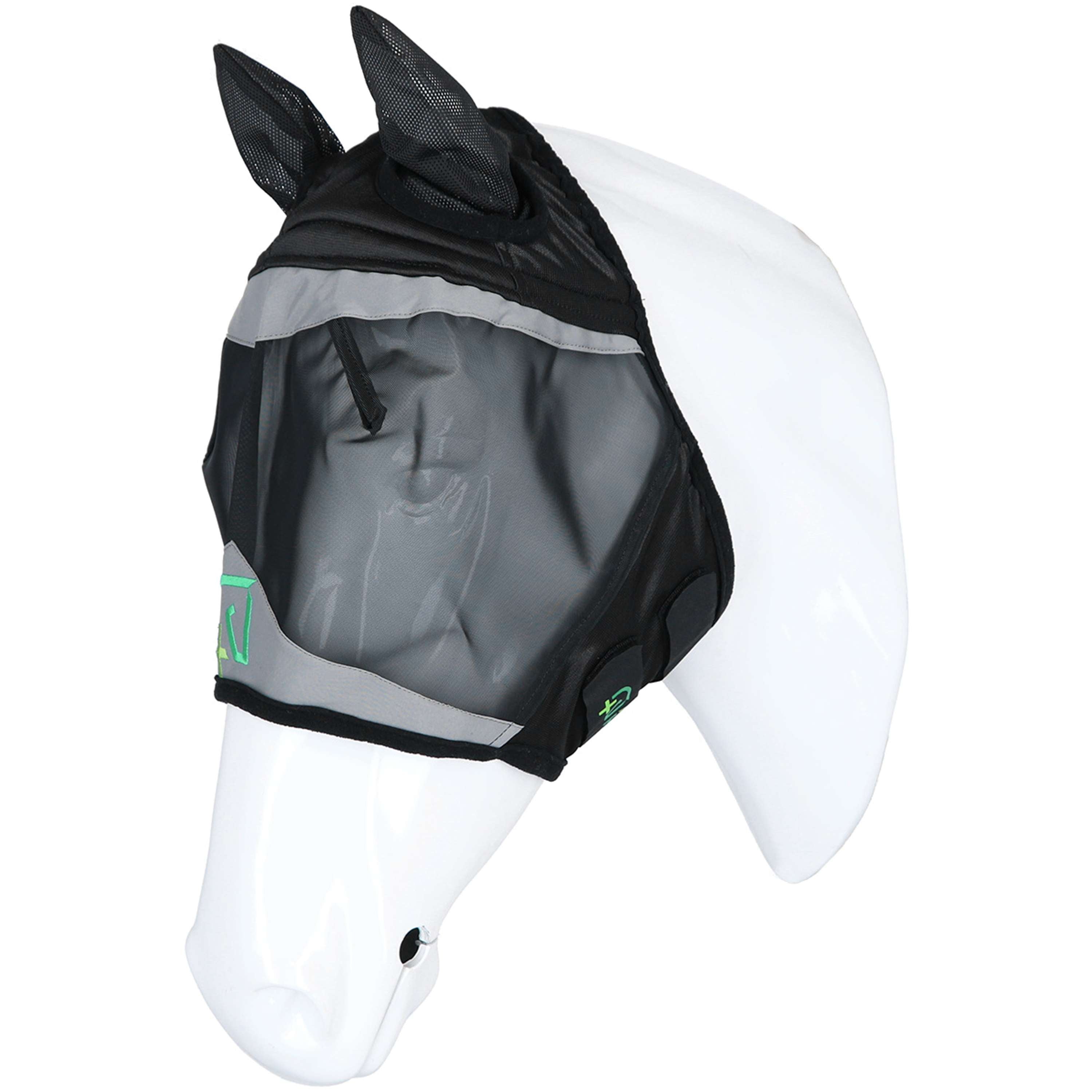 Agradi Horse Masque Anti-Mouches Fine Mesh avec Oreilles Noir