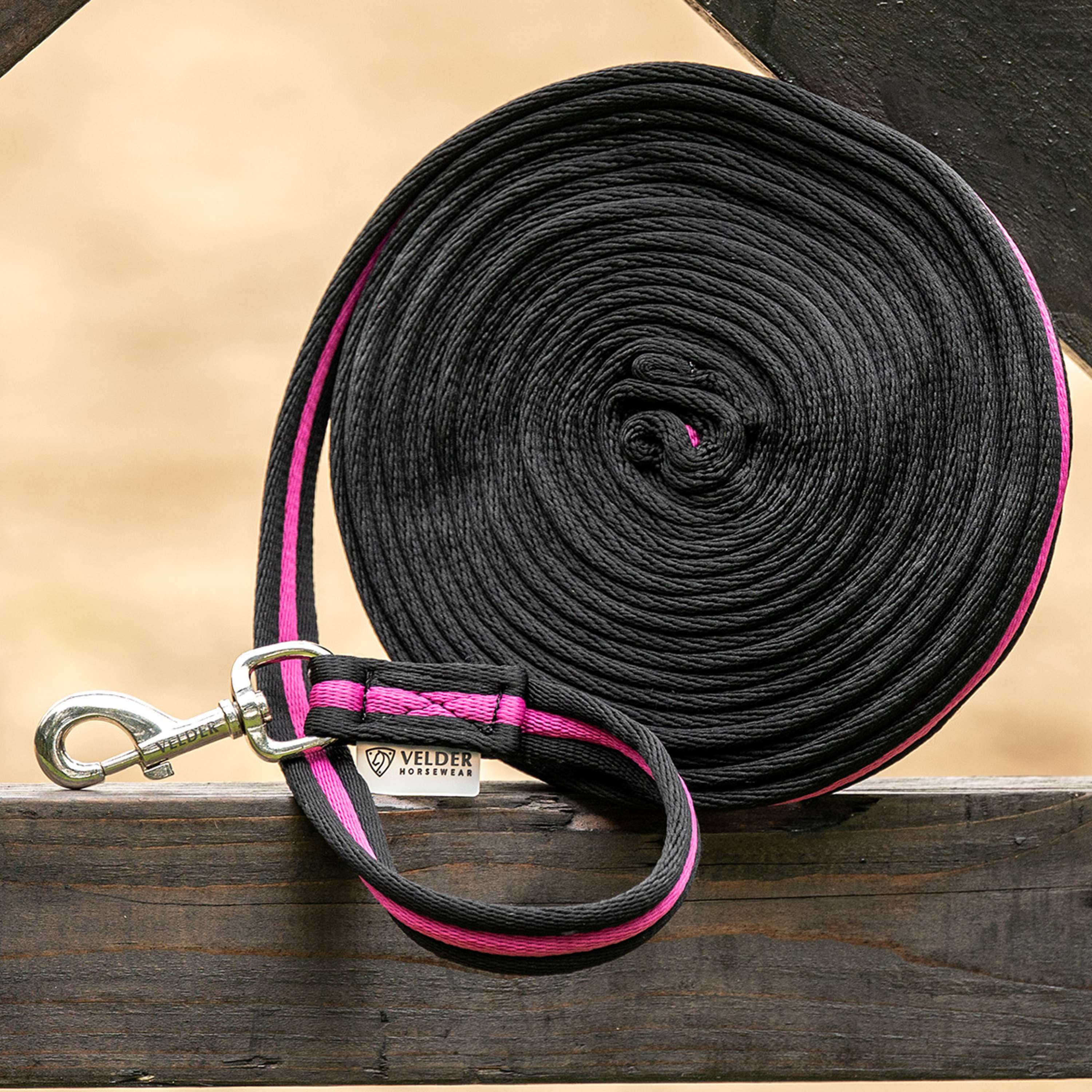 Velder Horsewear Longe Stripe Noir/Rose