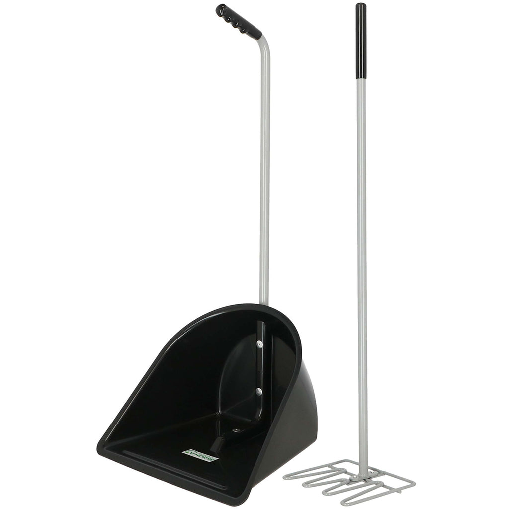 Agradi Horse Durable Strong Pelle et Râteau à Crottin Complet Noir