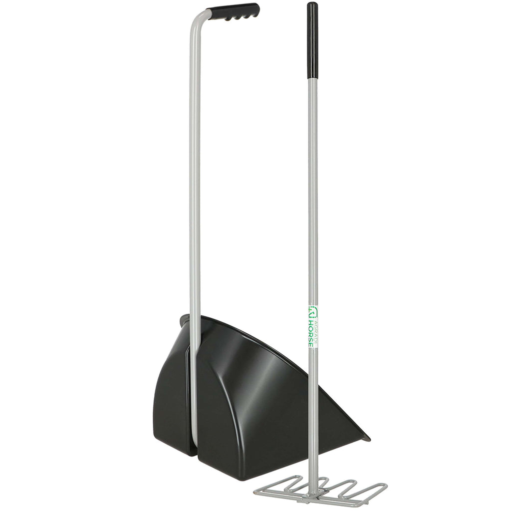 Agradi Horse Durable Strong Pelle et Râteau à Crottin Complet Noir