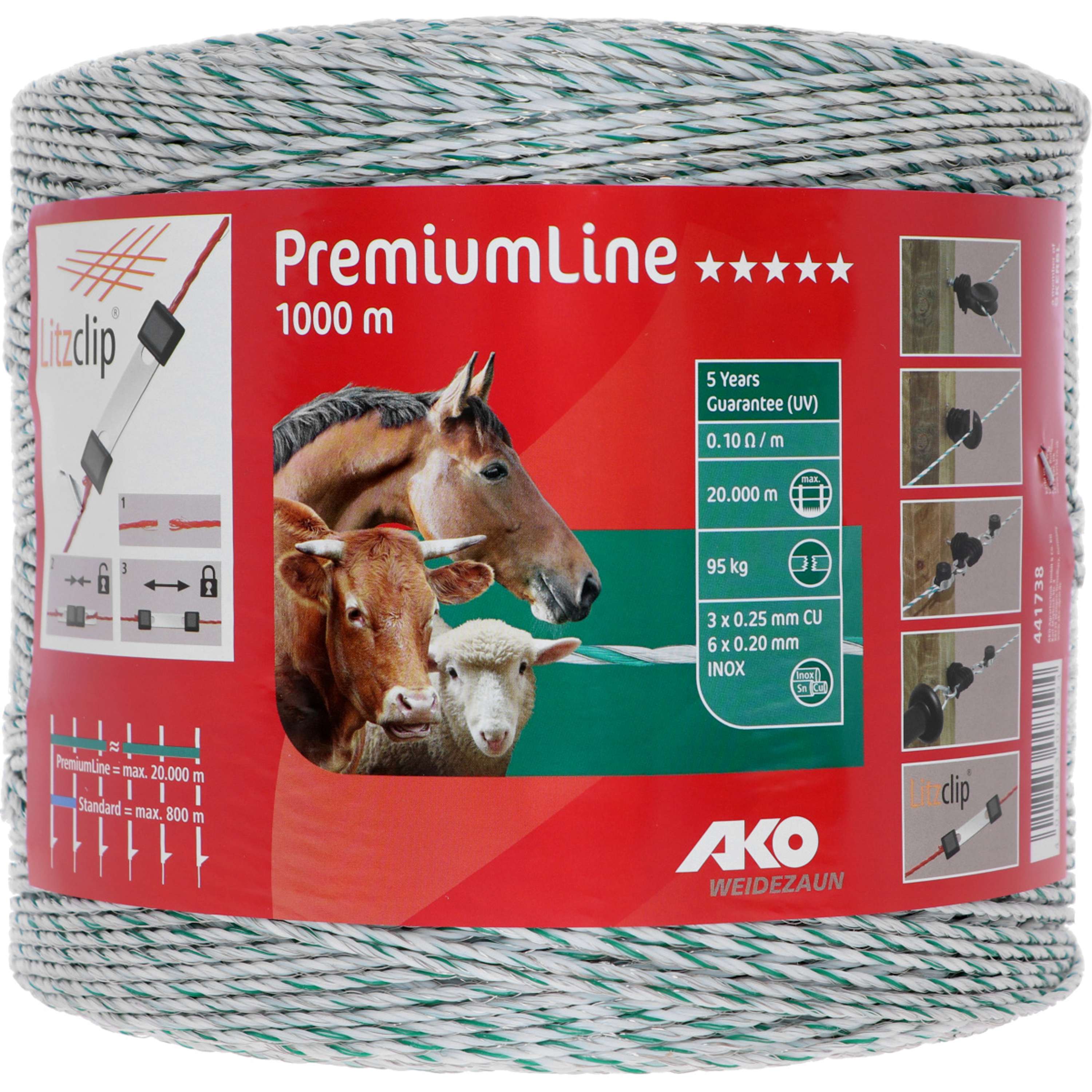 Ako Fil de Clôture PremiumLine Blanc/Vert
