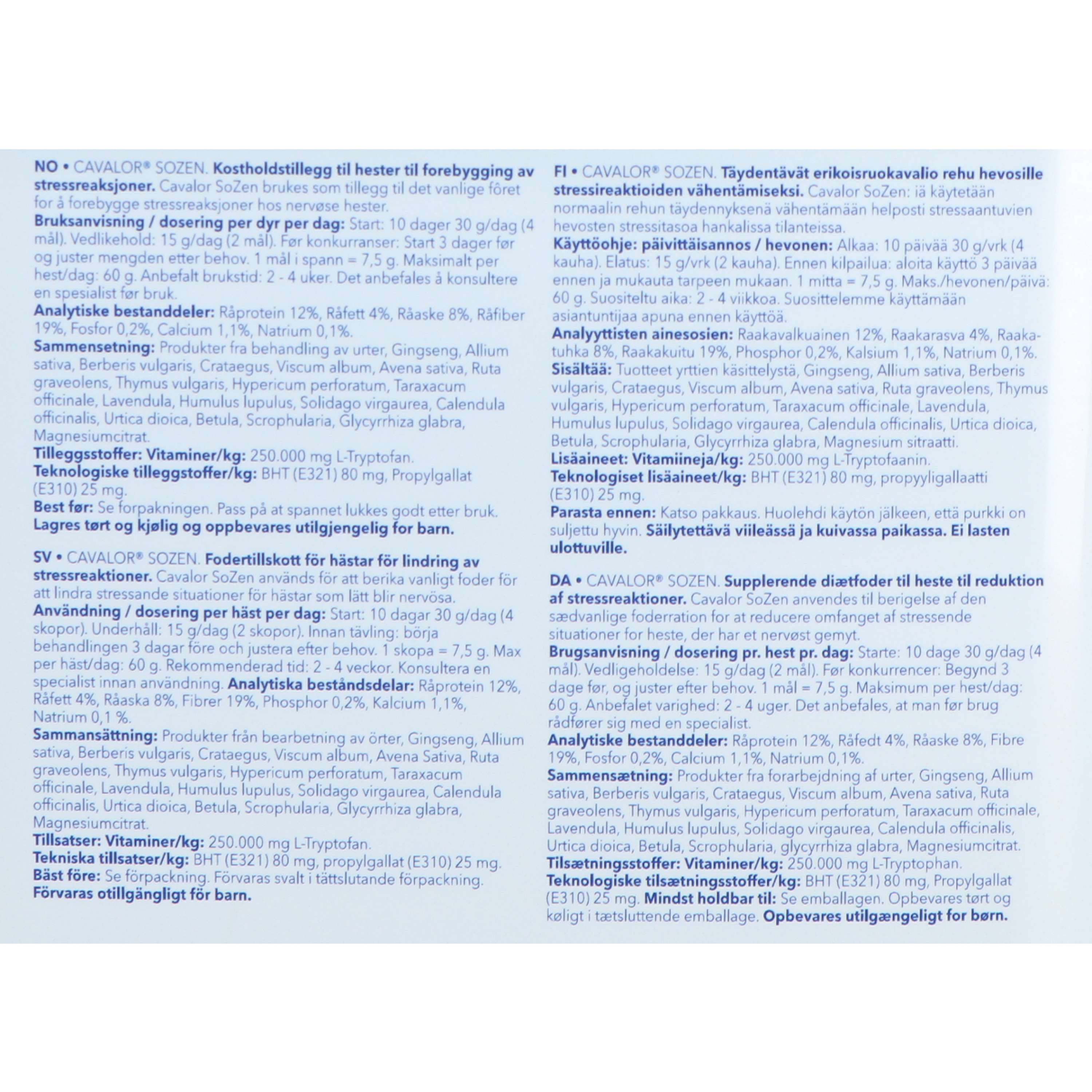 Cavalor Produit Calmant SoZen