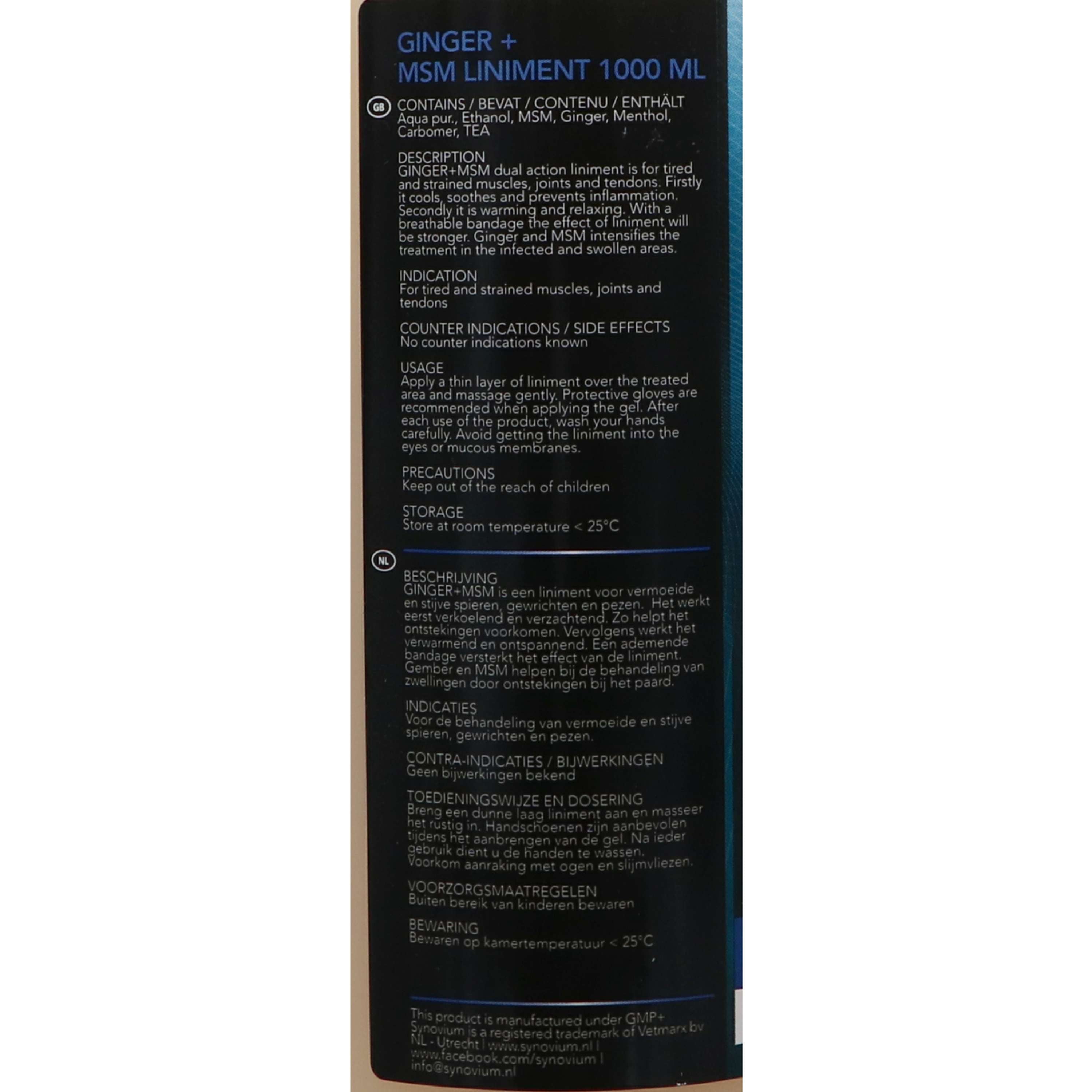 Synovium Liniment MSM Gingembre
