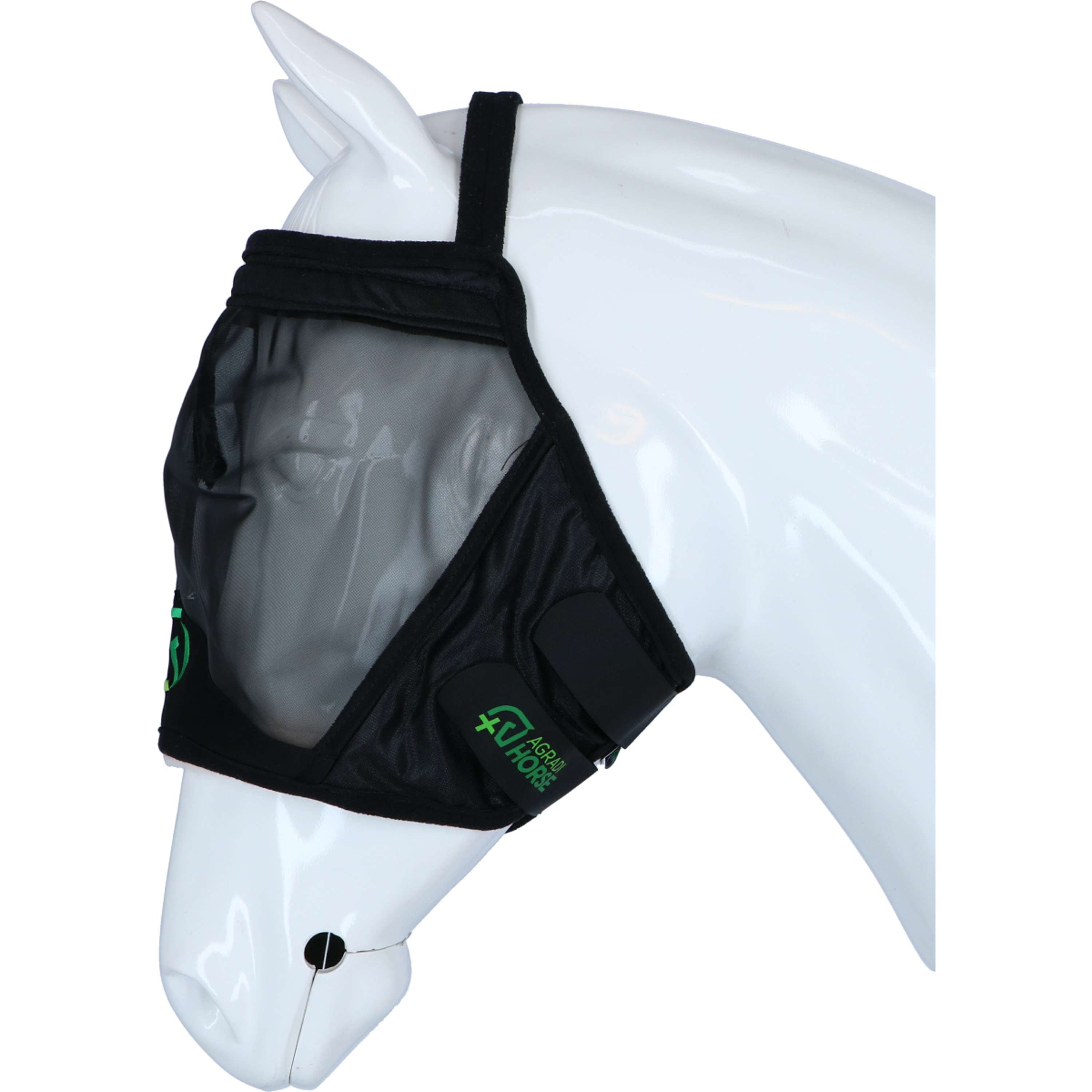 Agradi Horse Masque Anti-Mouches Fine Mesh sans Oreilles Noir