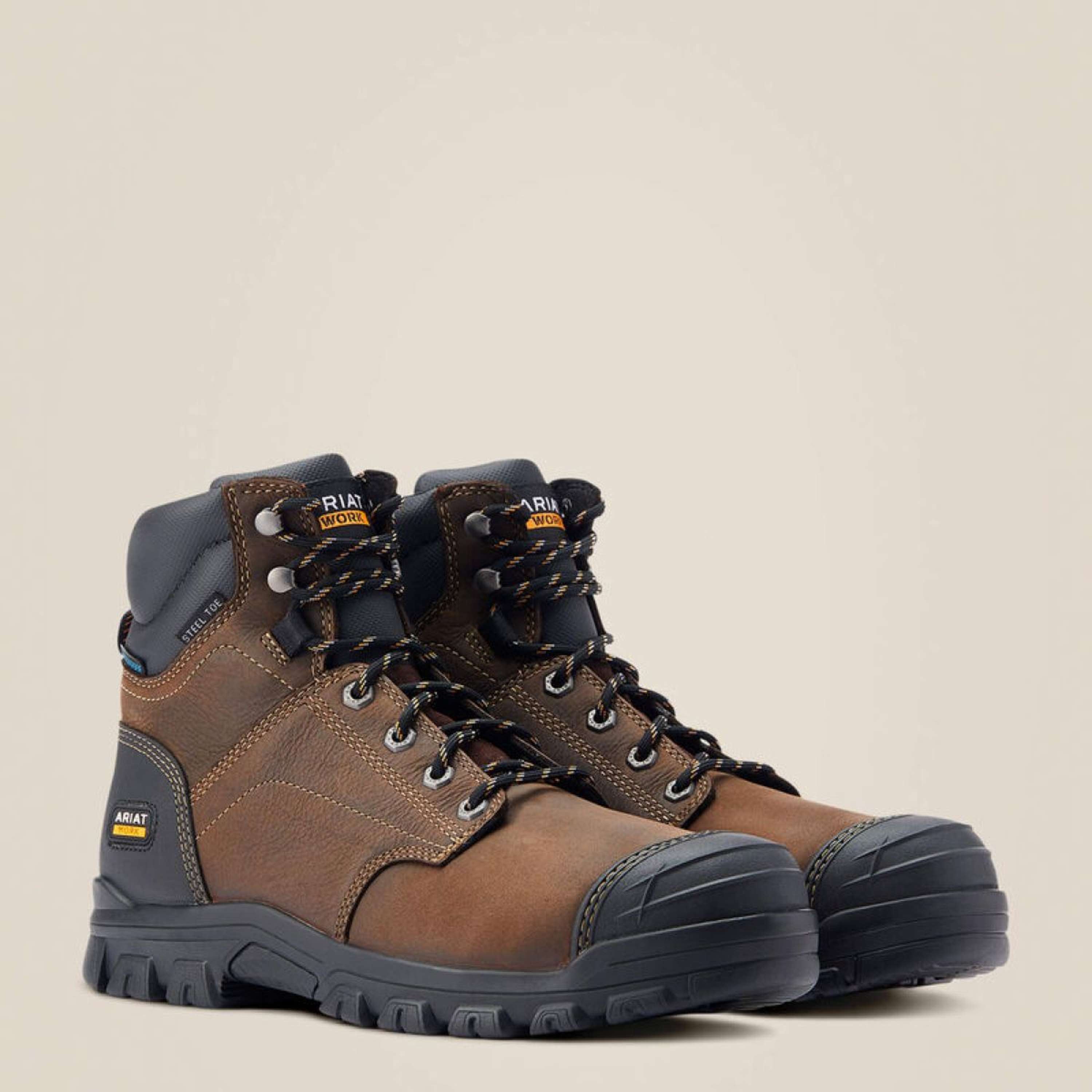 Ariat Chaussures d’extérieur Treadfast Waterproof Steel Toe Hommes Marron foncé