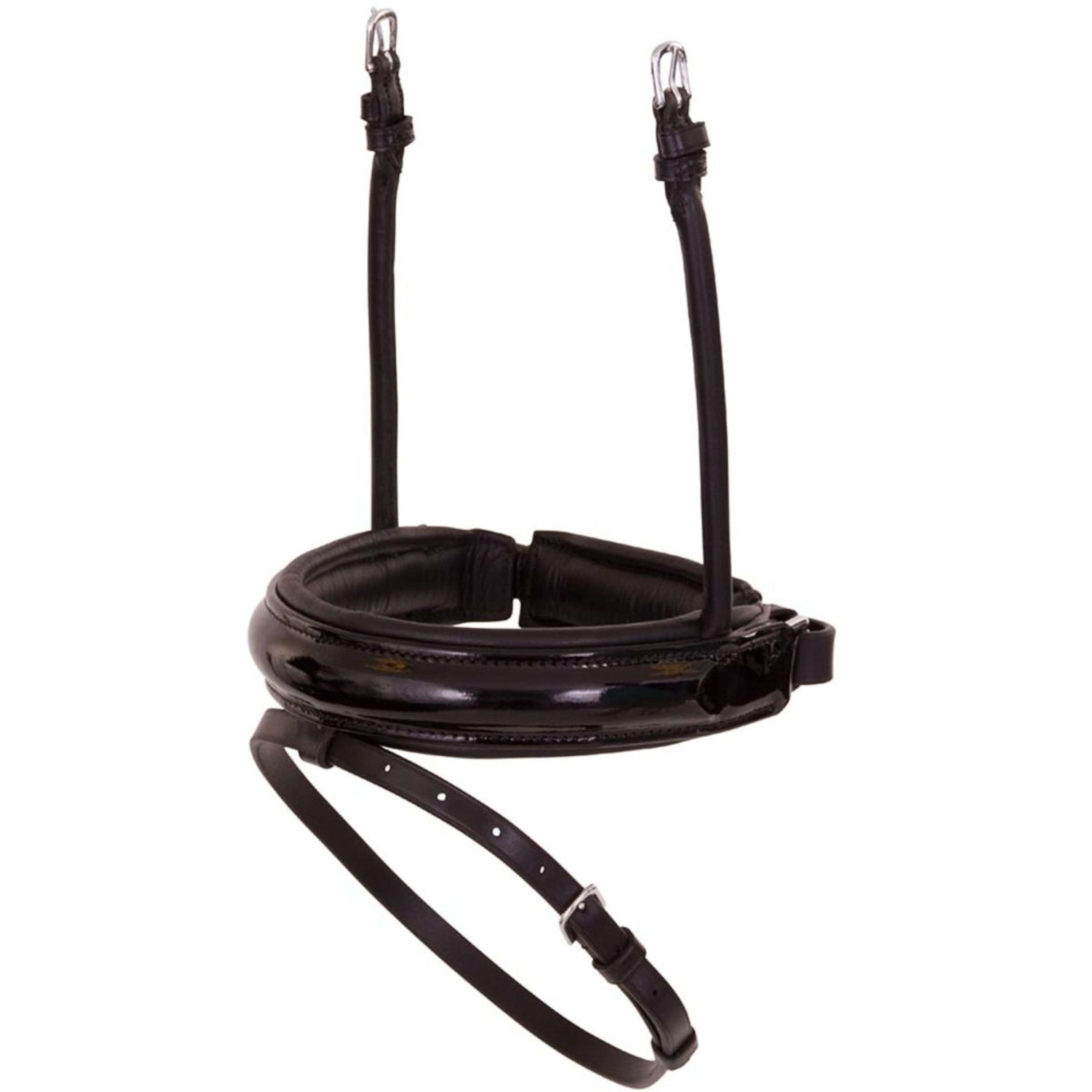 BR Muserolle Bridon Vernis Large Montants de Filet Noir/Argent