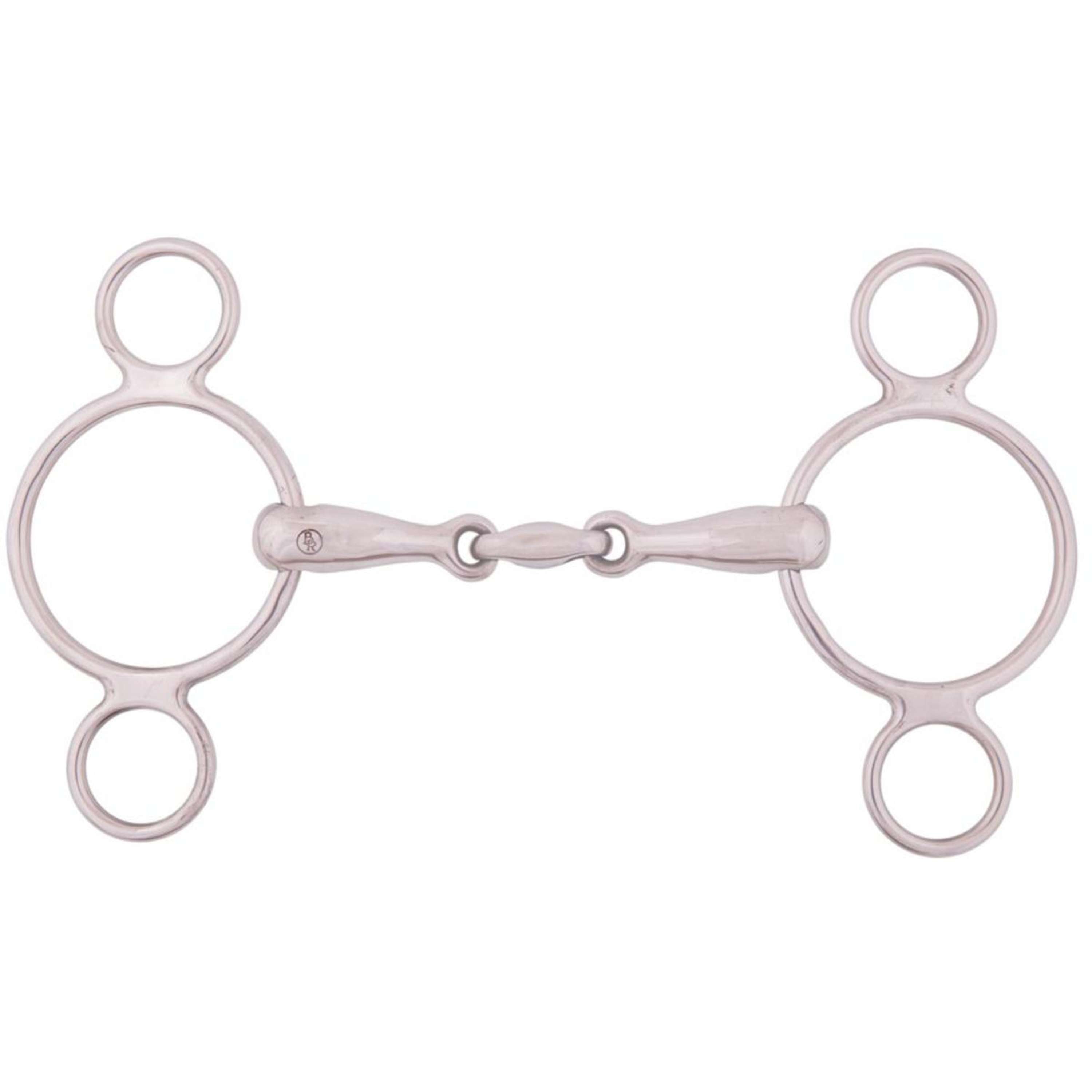 BR Mors de Filet 3 Anneaux Massif Double Brisure 18mm RVS