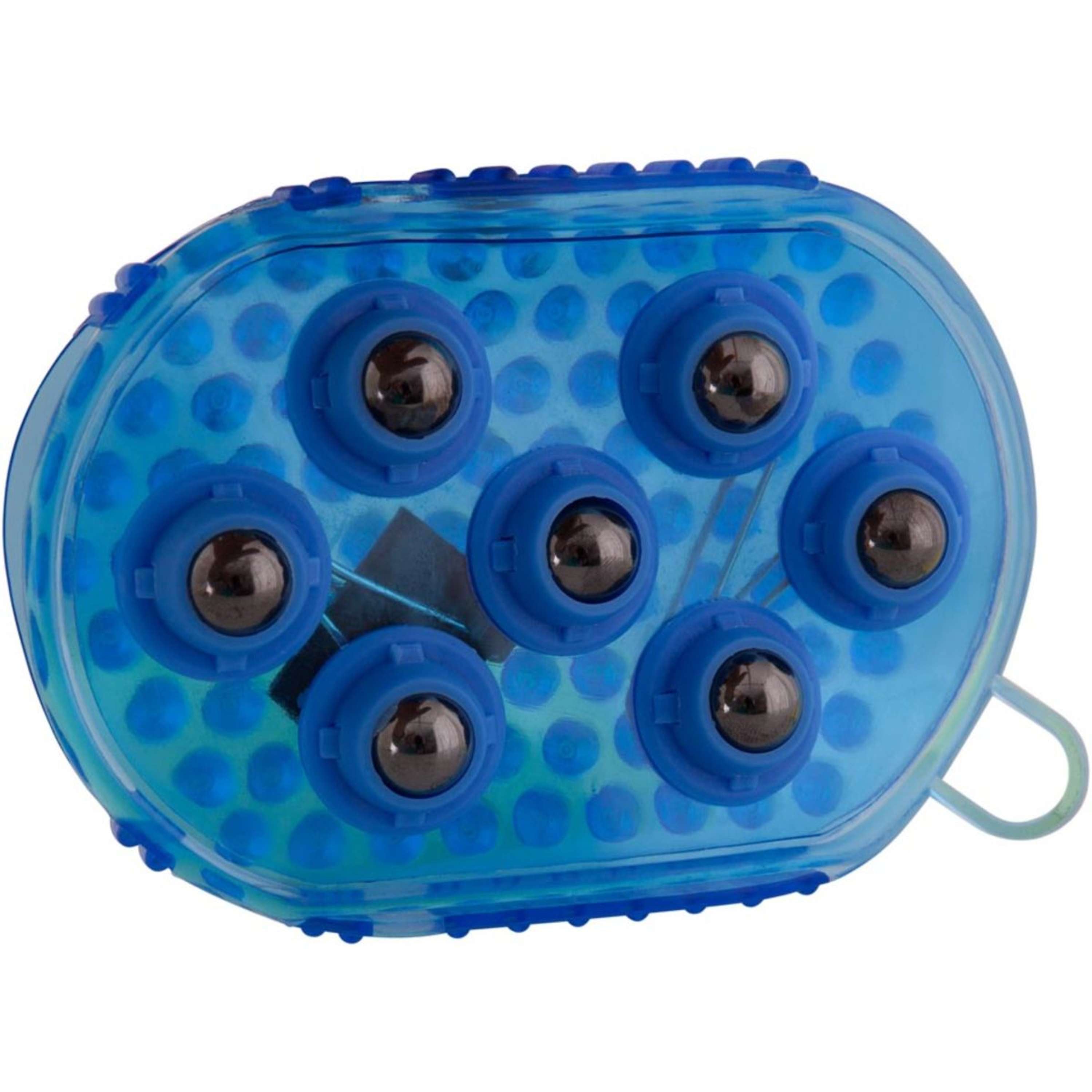 Premiere Brosse de Massage Acier Inoxydable Rouleaux Bleu