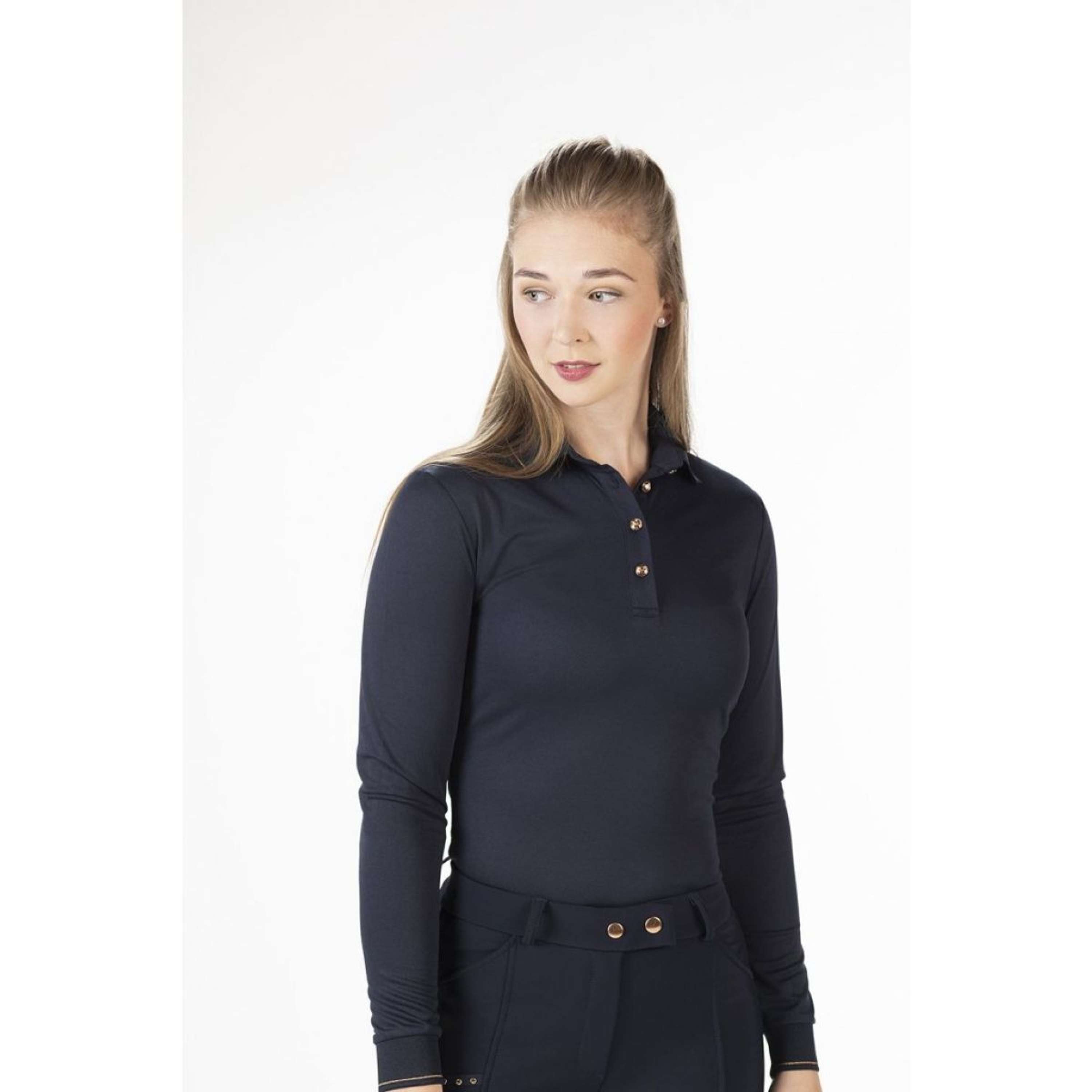 HKM Polo Glamour Longsleeve Bleu Foncé/Or Rose