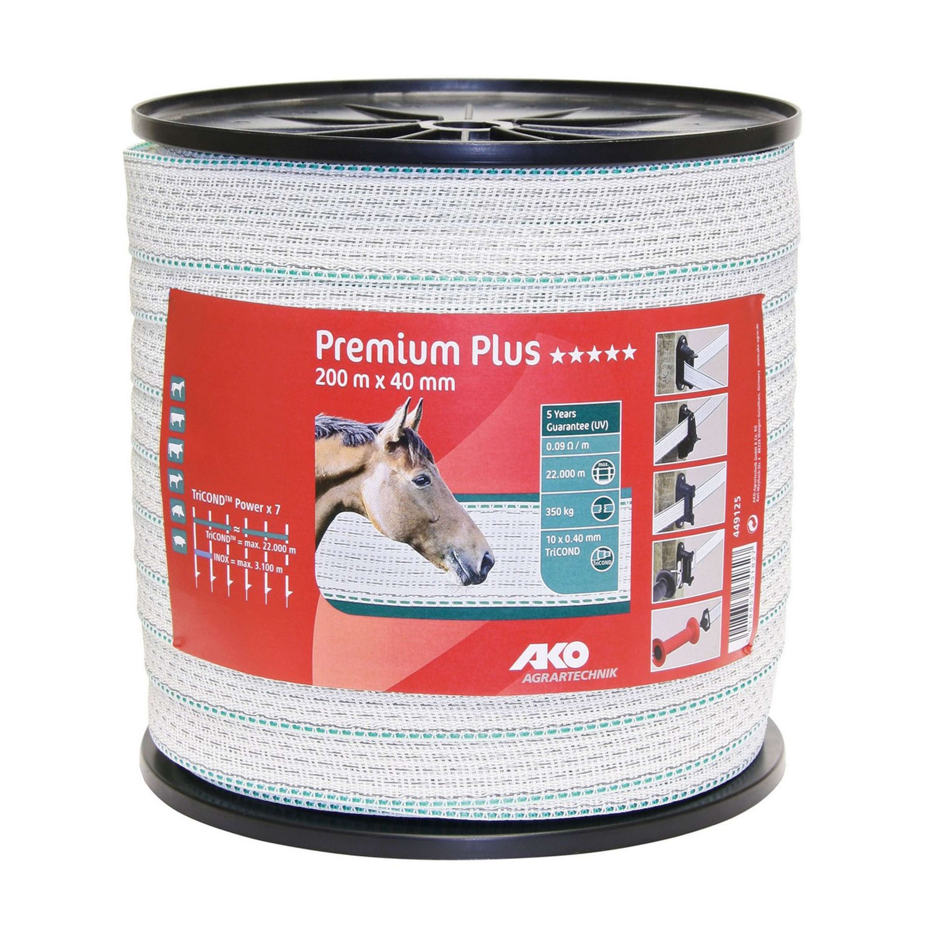 Ako Ruban de Clôture Premium Plus Blanc/Vert