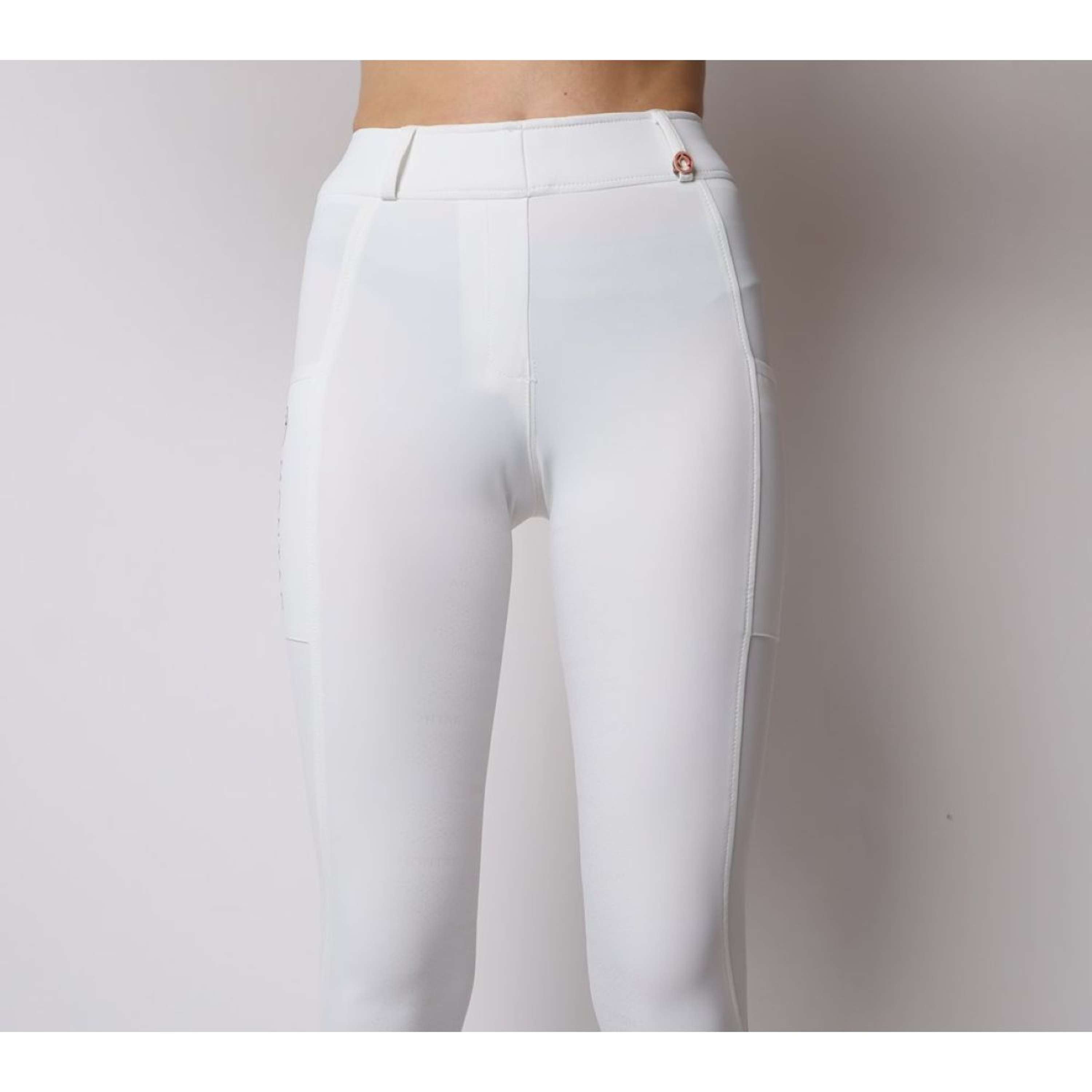 Montar Legging d'Équitation Rosegold Logo Junior Blanc