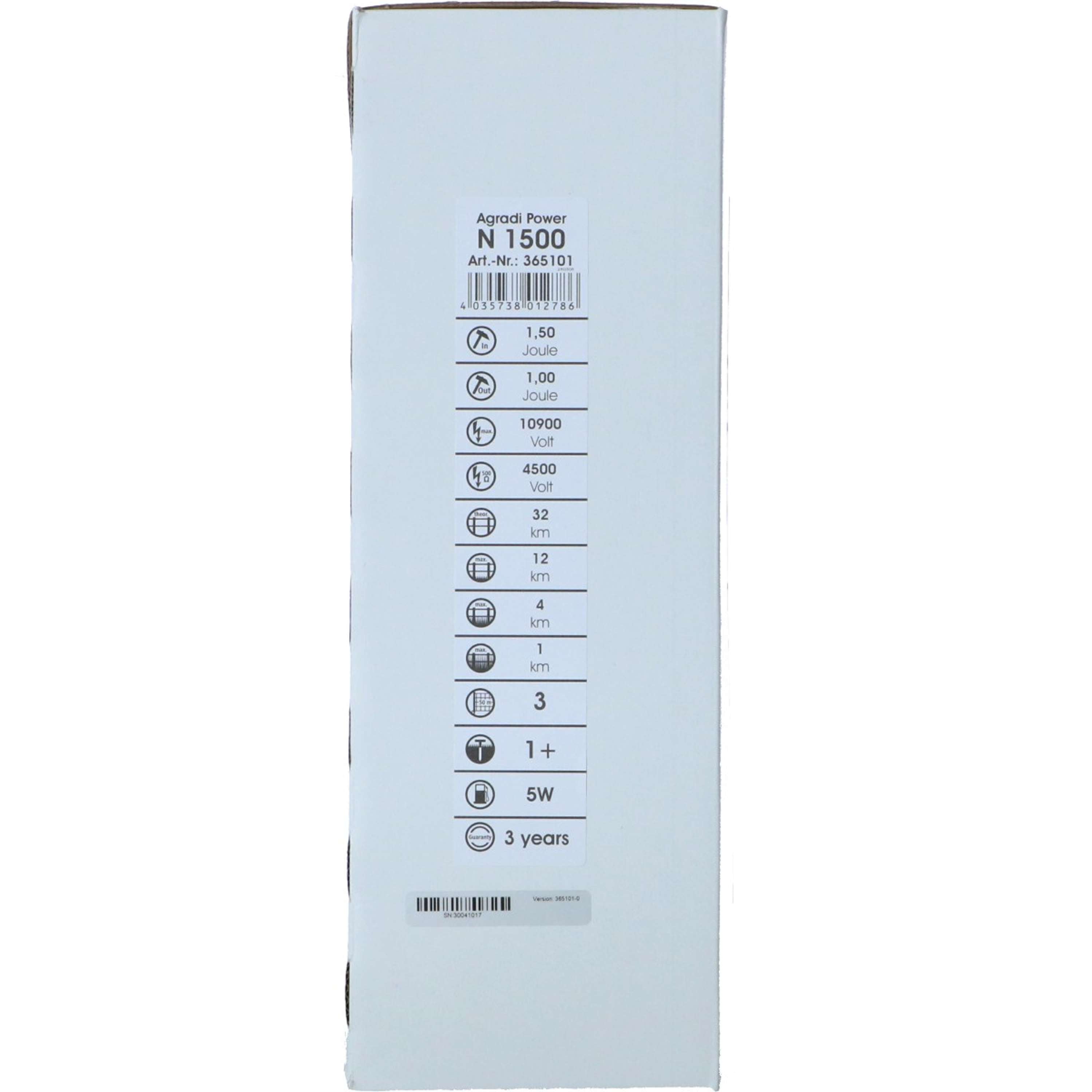 Agradi Power N1500 Électrificateur 1,5 Joule 230V Vert Foncé