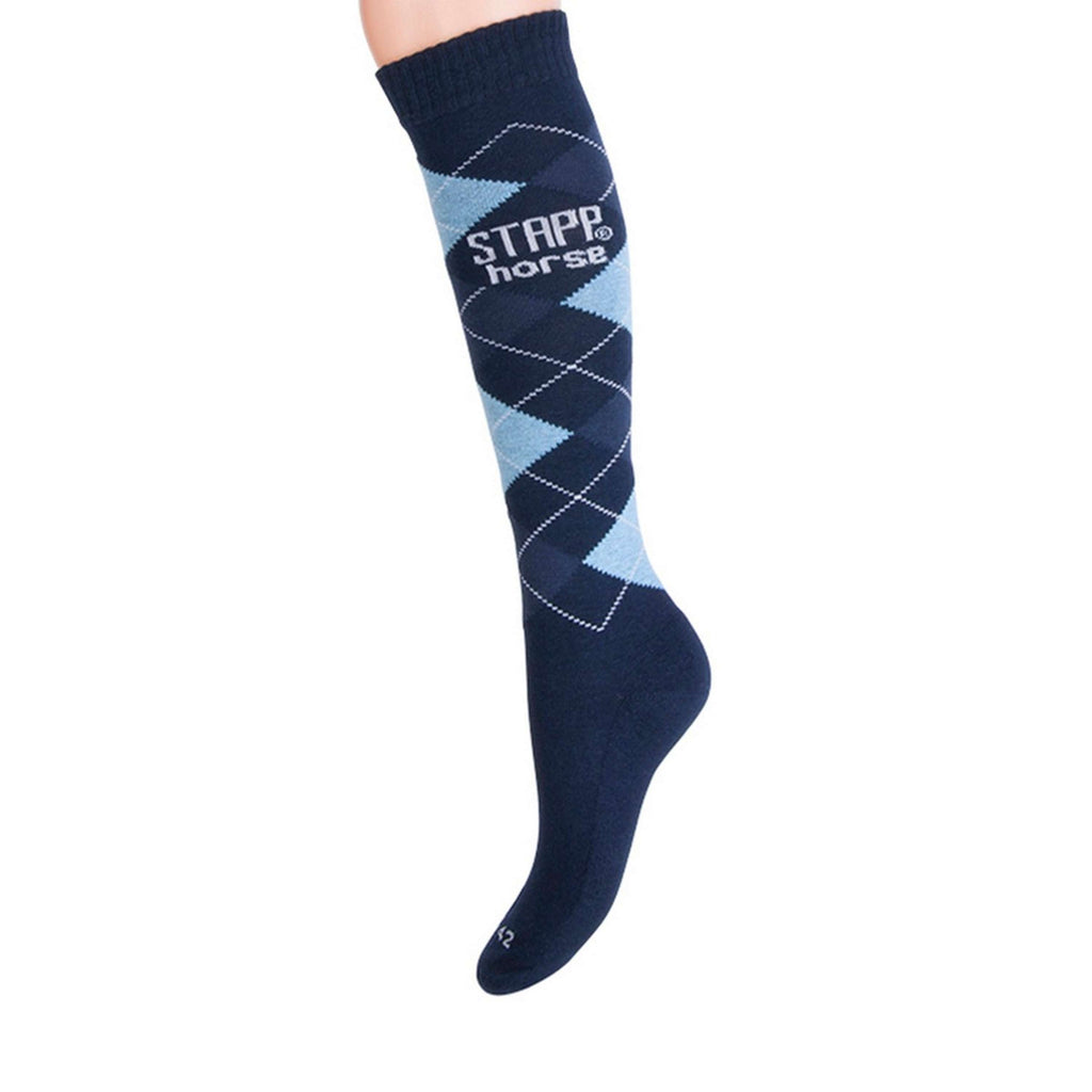 Stapp Horse Chaussettes d'Équitation Checkered Marine/Bleu Clair/Jeans