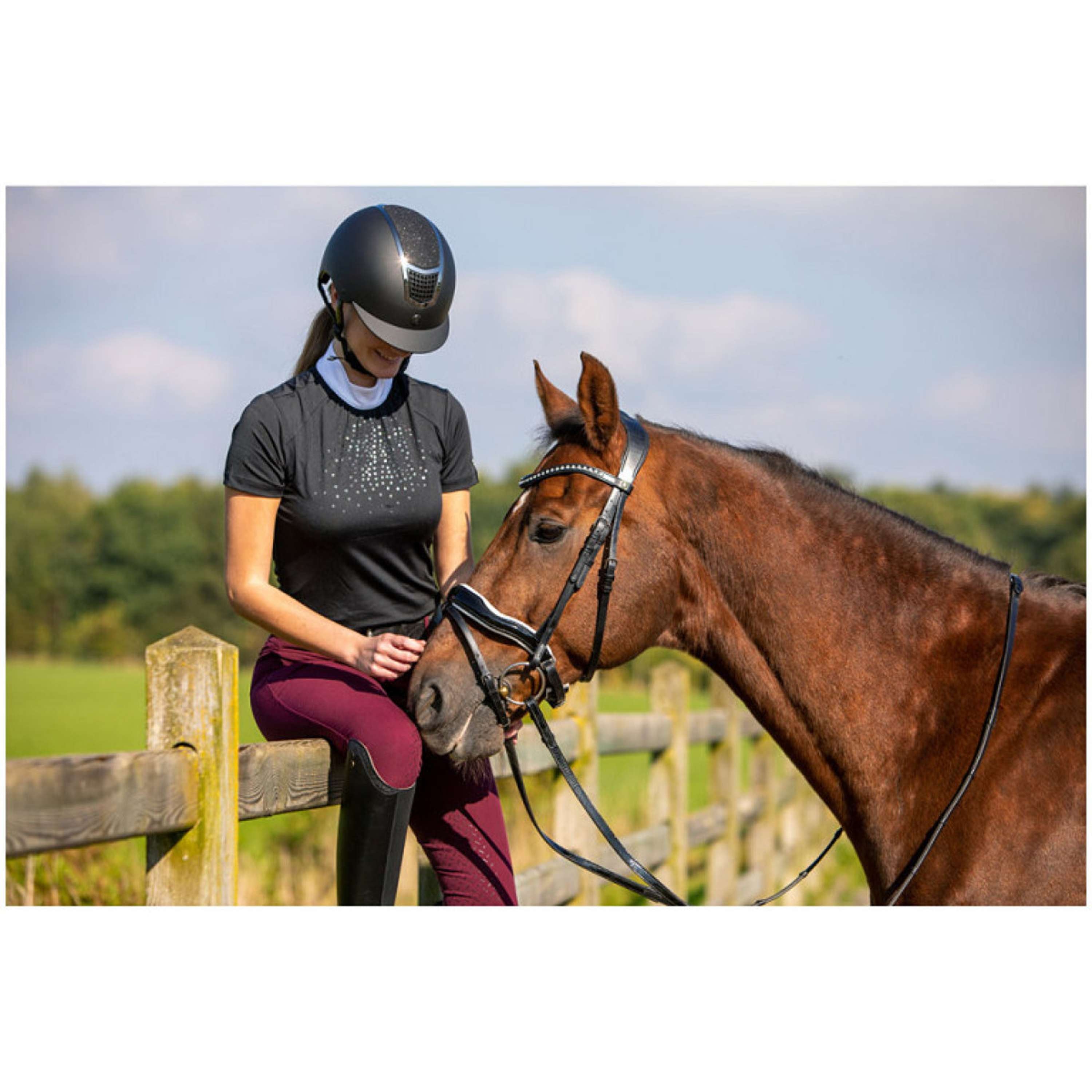 BR Bombe d’Équitation Lambda Glitter Noir/Métal