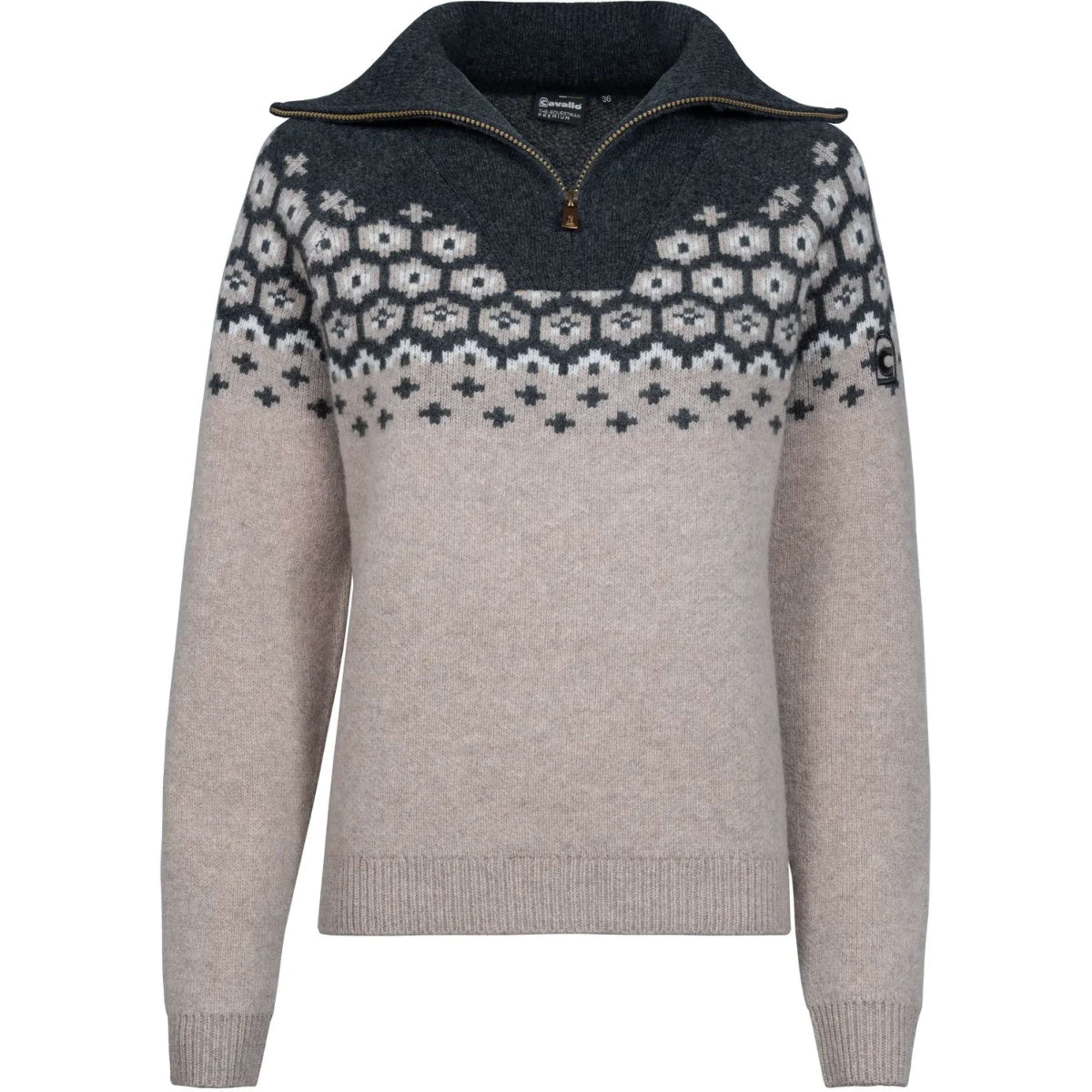 Cavallo Pullover Cavalleara avec Fermeture Éclair Peanut