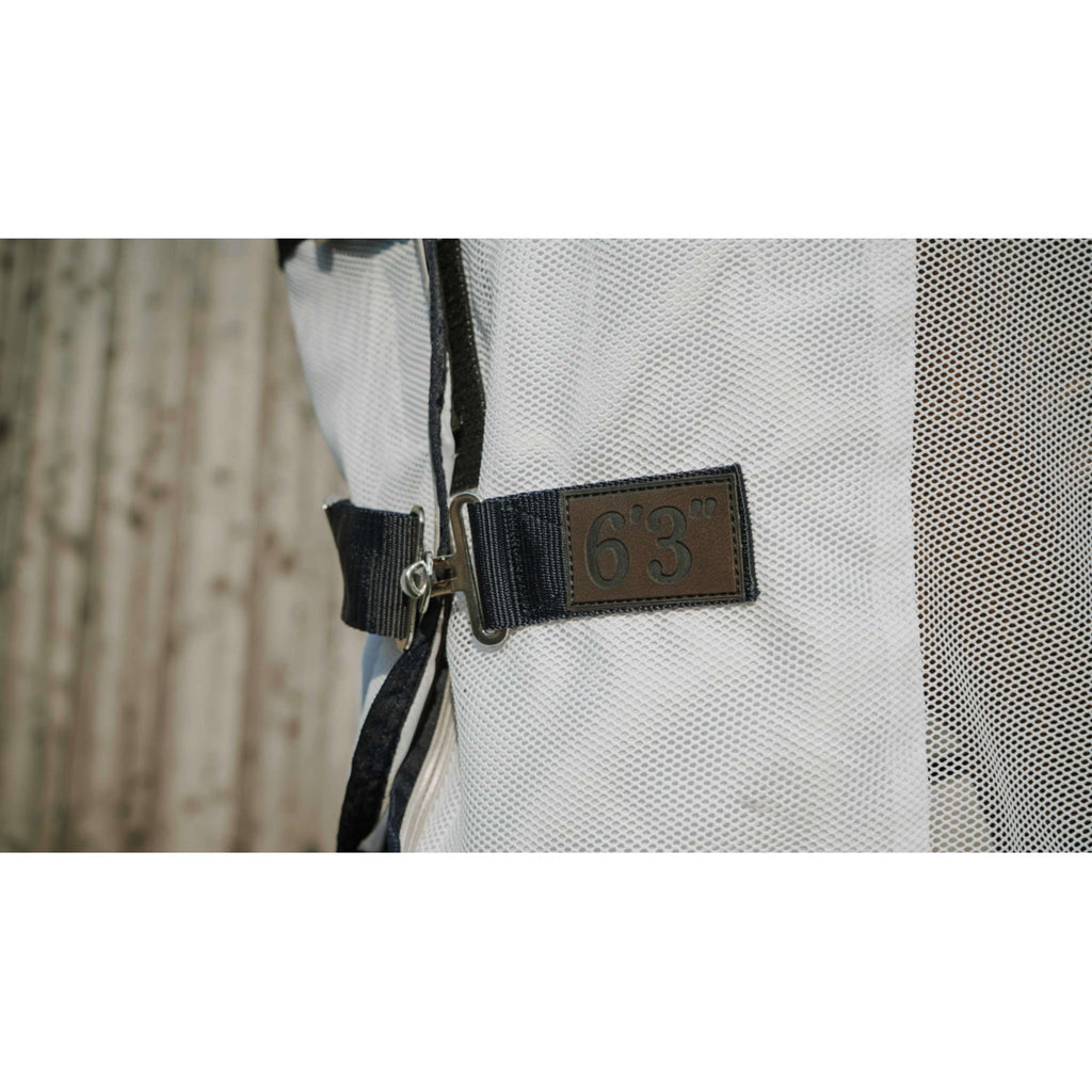EQUITHÈME Couverture Anti-Mouches Flycool Combo avec Couvre-cou Marine/Blanc