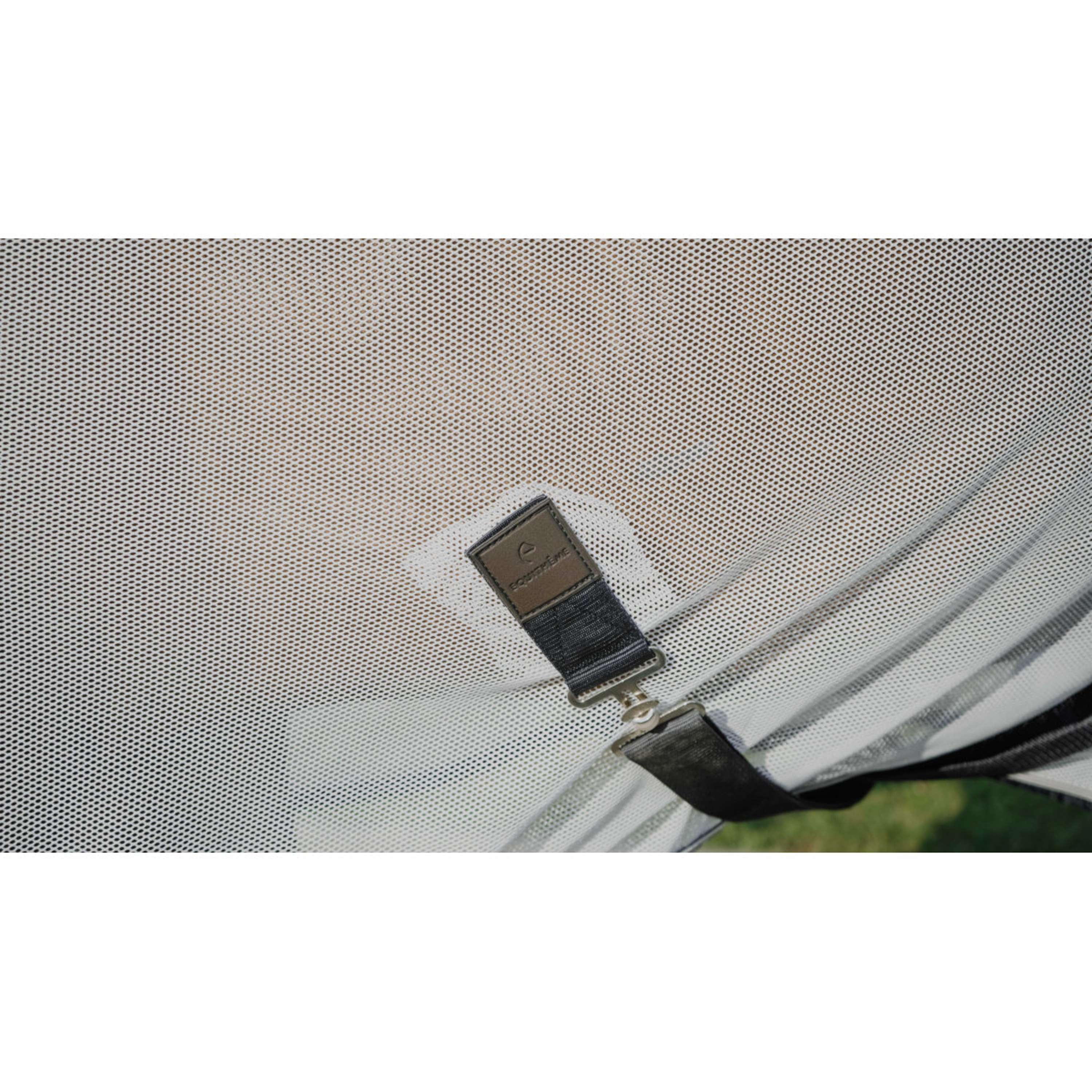 EQUITHÈME Couverture Anti-Mouches Flycool Combo avec Couvre-cou Marine/Blanc