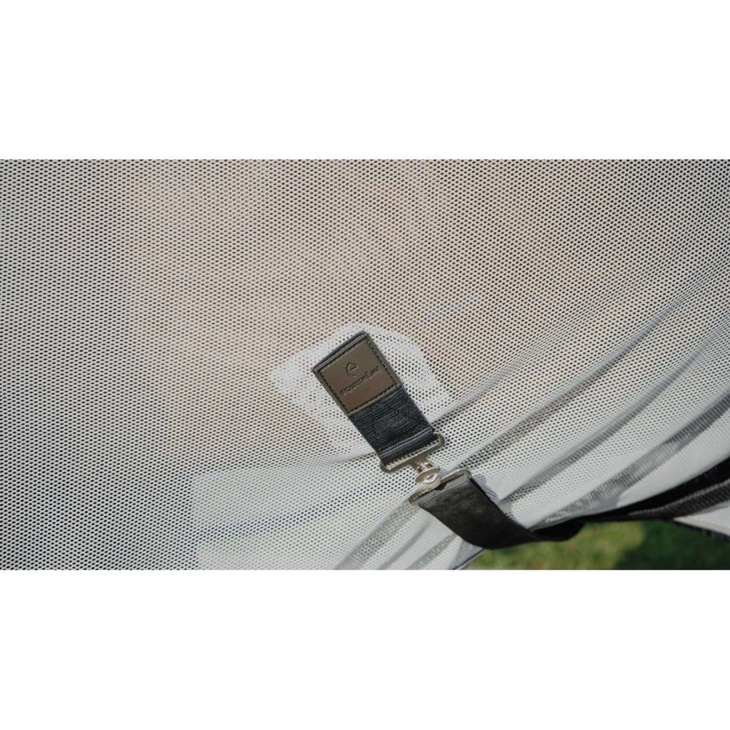 EQUITHÈME Couverture Anti-Mouches Flycool Combo avec Couvre-cou Marine/Blanc