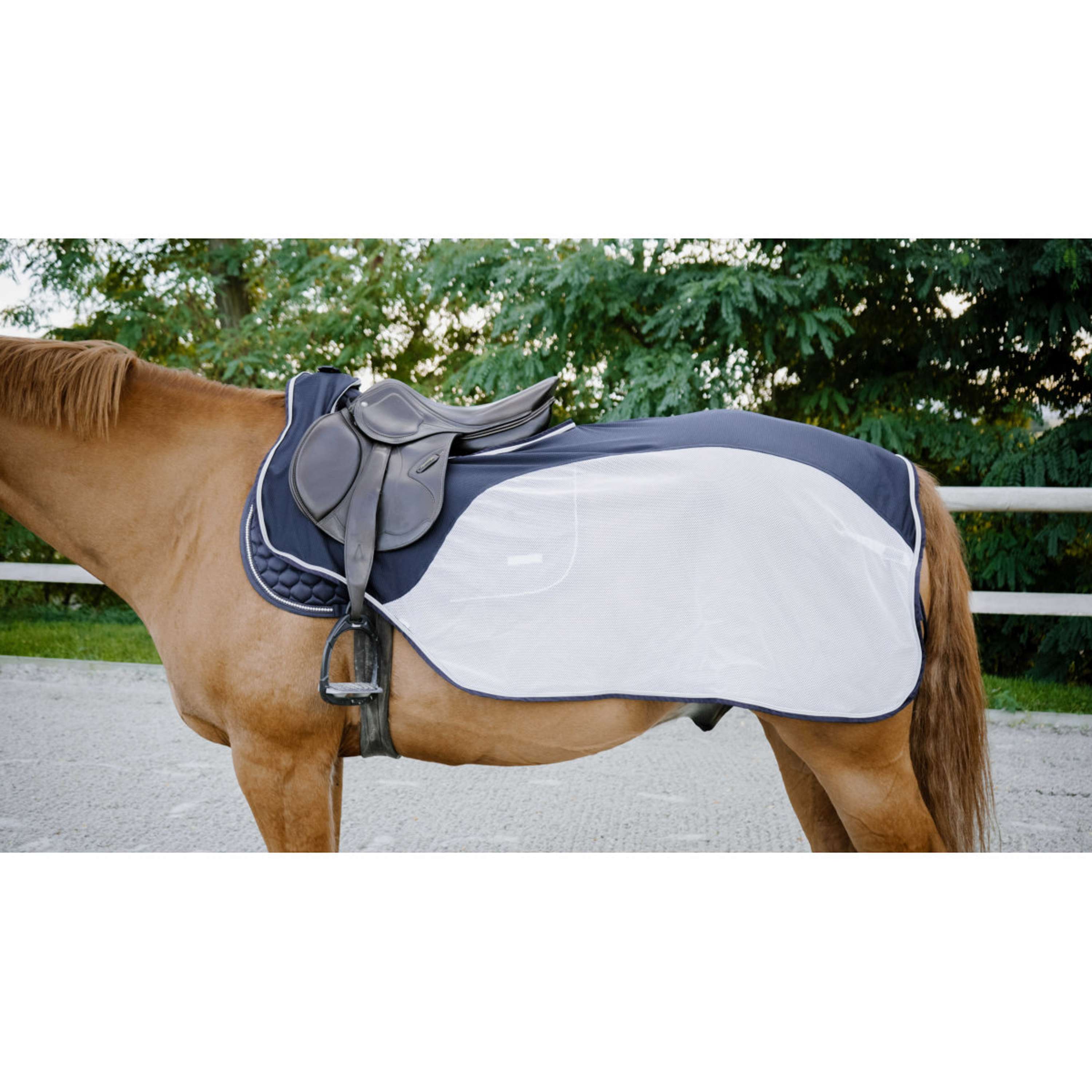 EQUITHÈME Couvre-reins Flycool Marine/Blanc