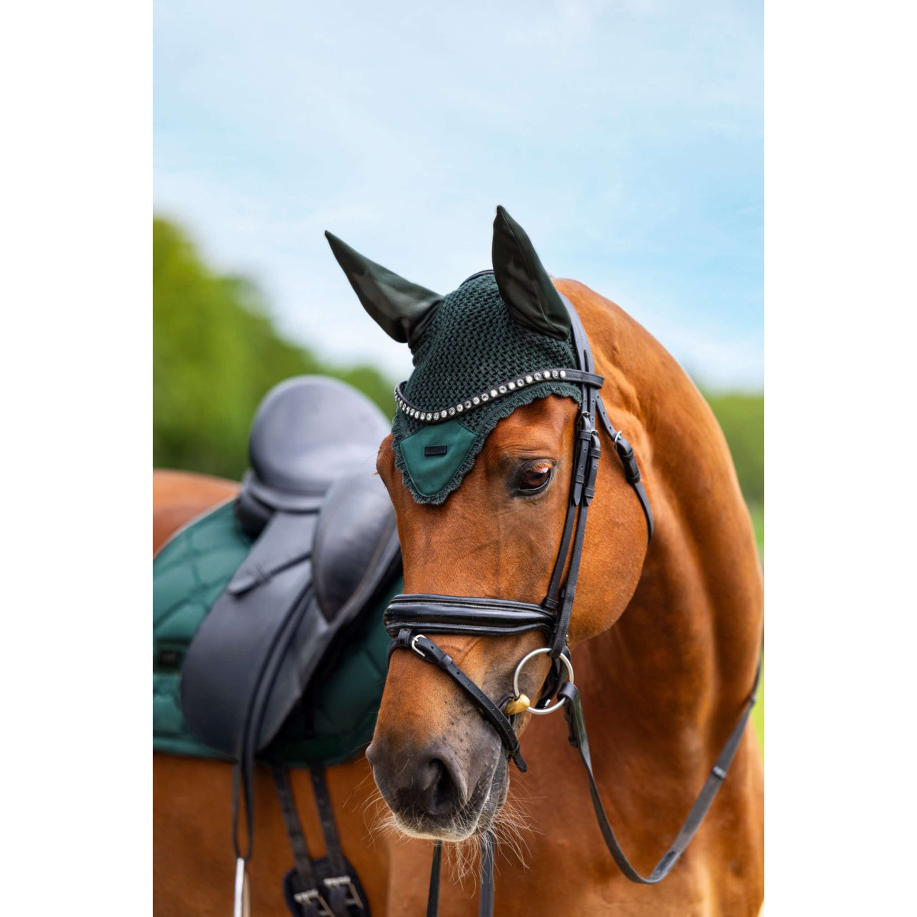 Equestrian Stockholm Bonnet Anti-Mouches Satin Sycamore Green