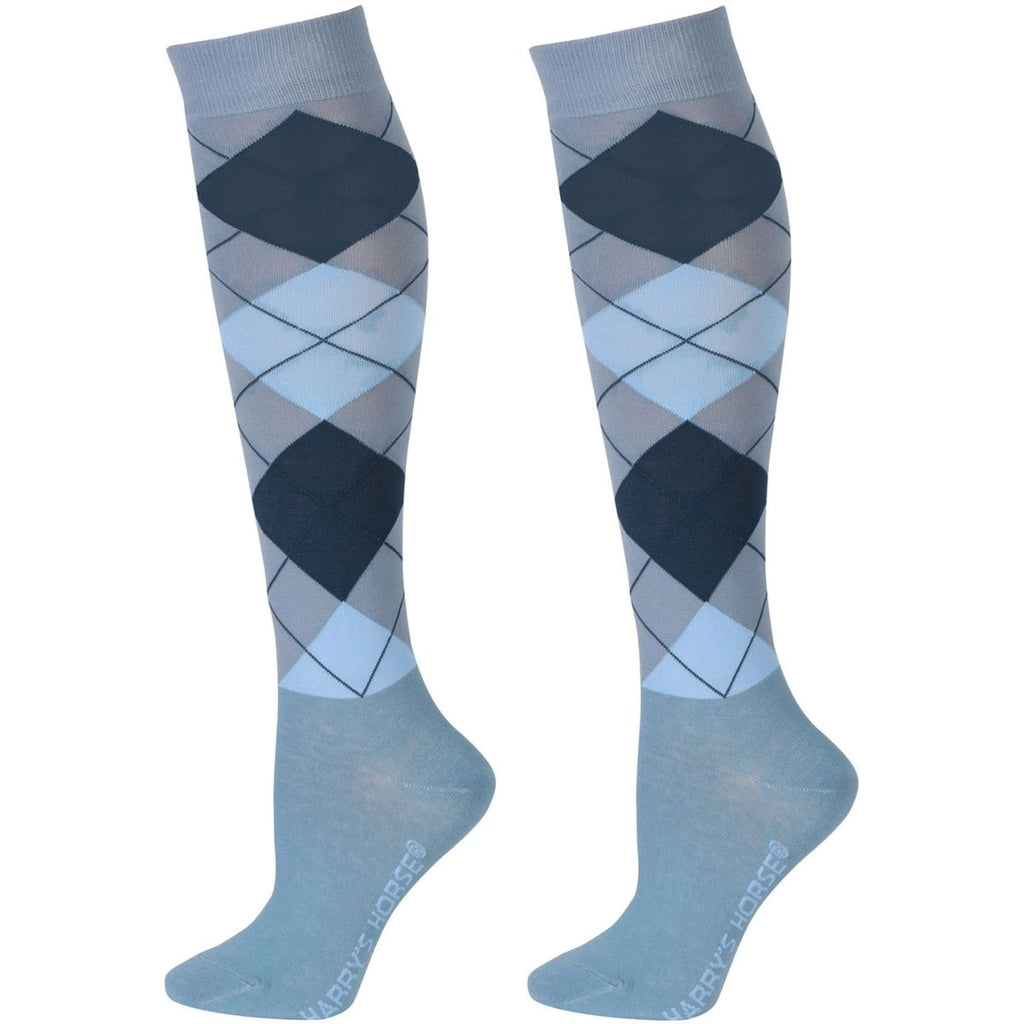 Harry's Horse Chaussettes d'Équitation Arygle Bleu clair