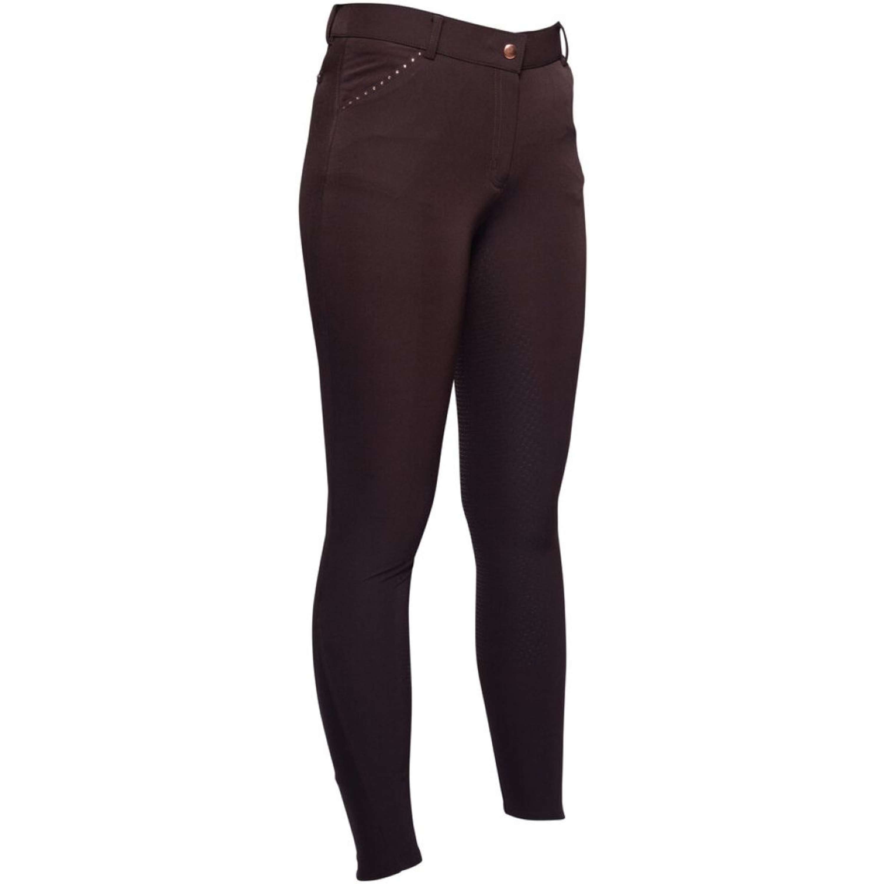 HKM Pantalon d'Équitation Rosegold Glamour Full Grip Marron/Or Rose