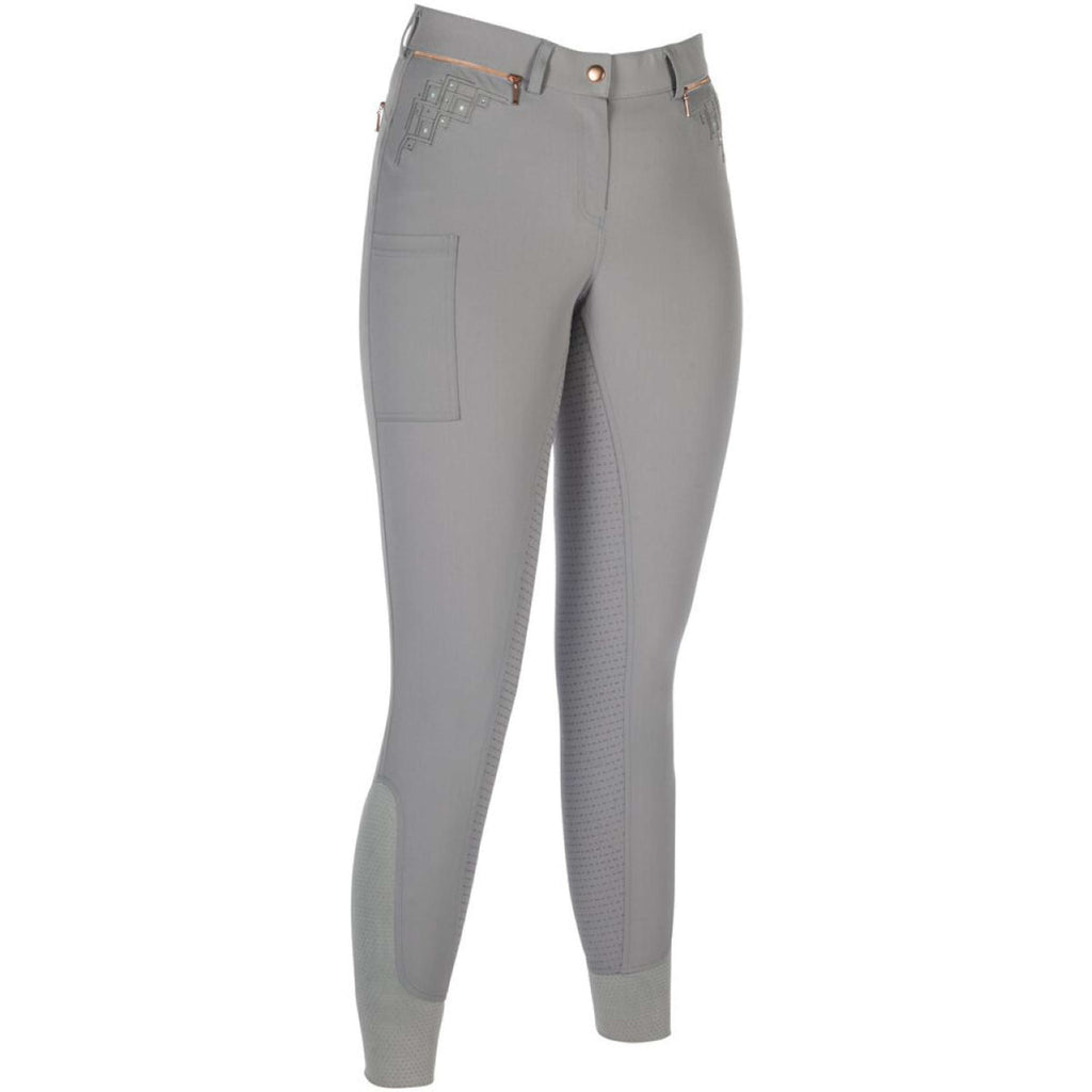 HKM Pantalon d'Équitation Rosegold Sparkle Full Grip Gris/Or Rose