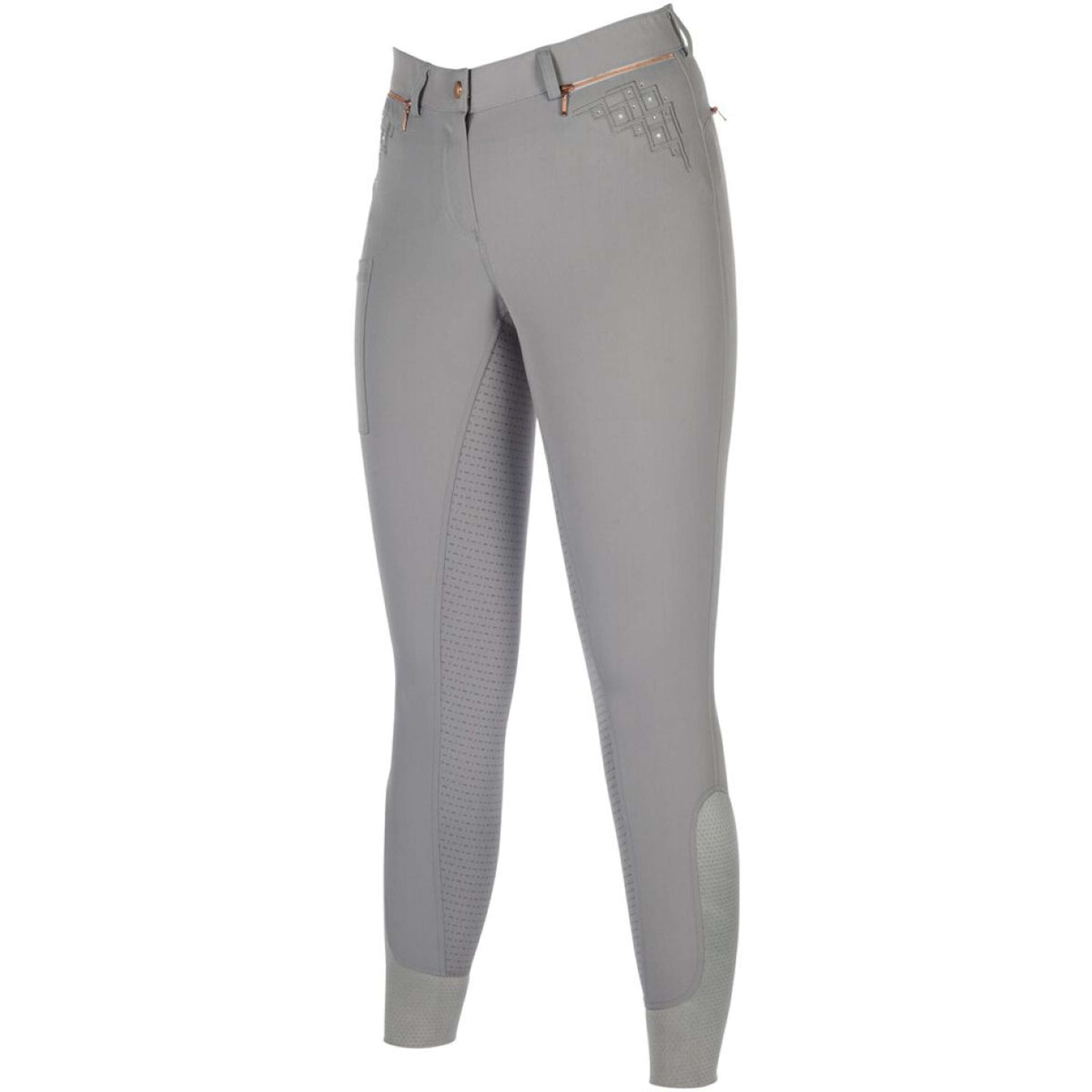 HKM Pantalon d'Équitation Rosegold Sparkle Full Grip Gris/Or Rose