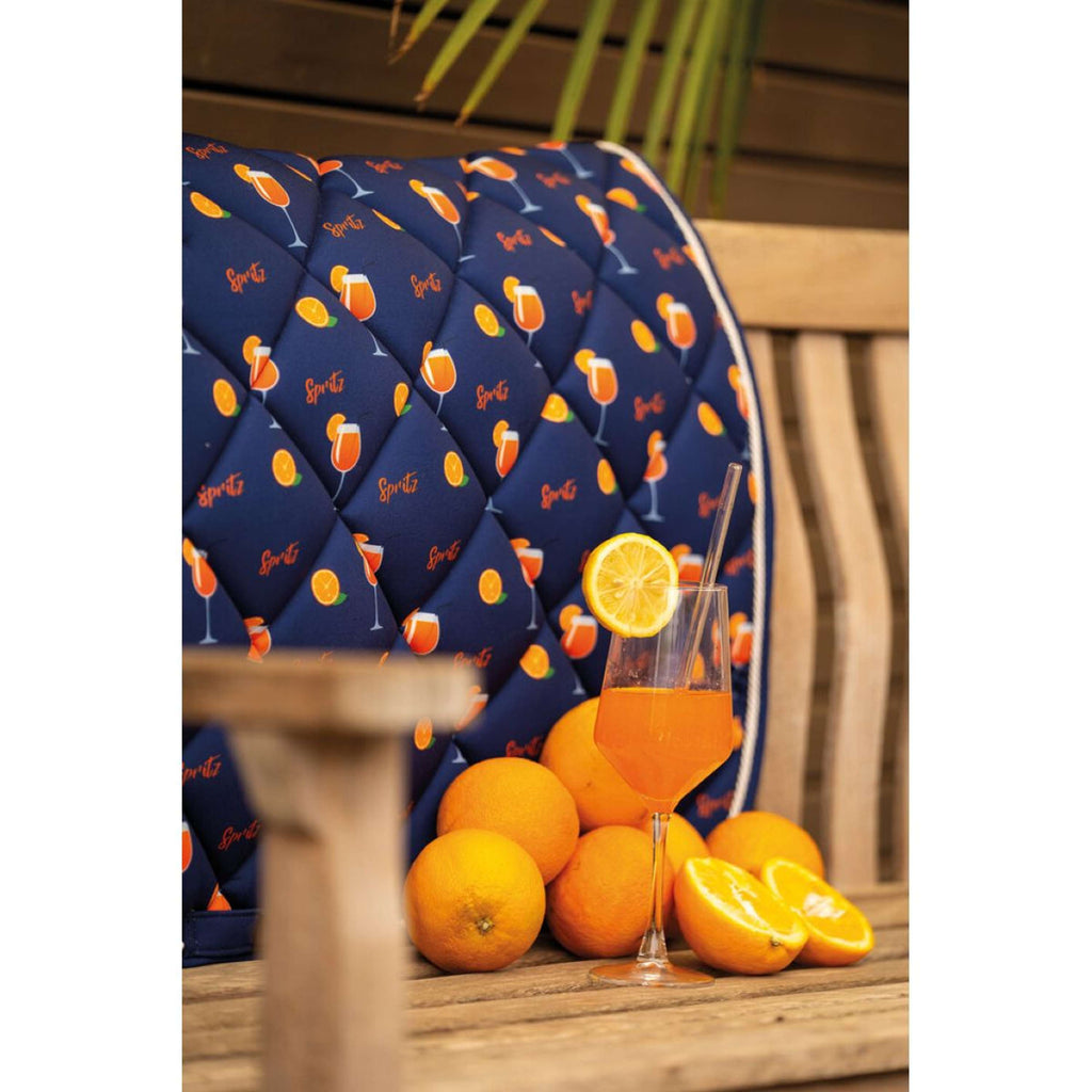 HKM Tapis de Selle Splash Dressage Bleu foncé/orange