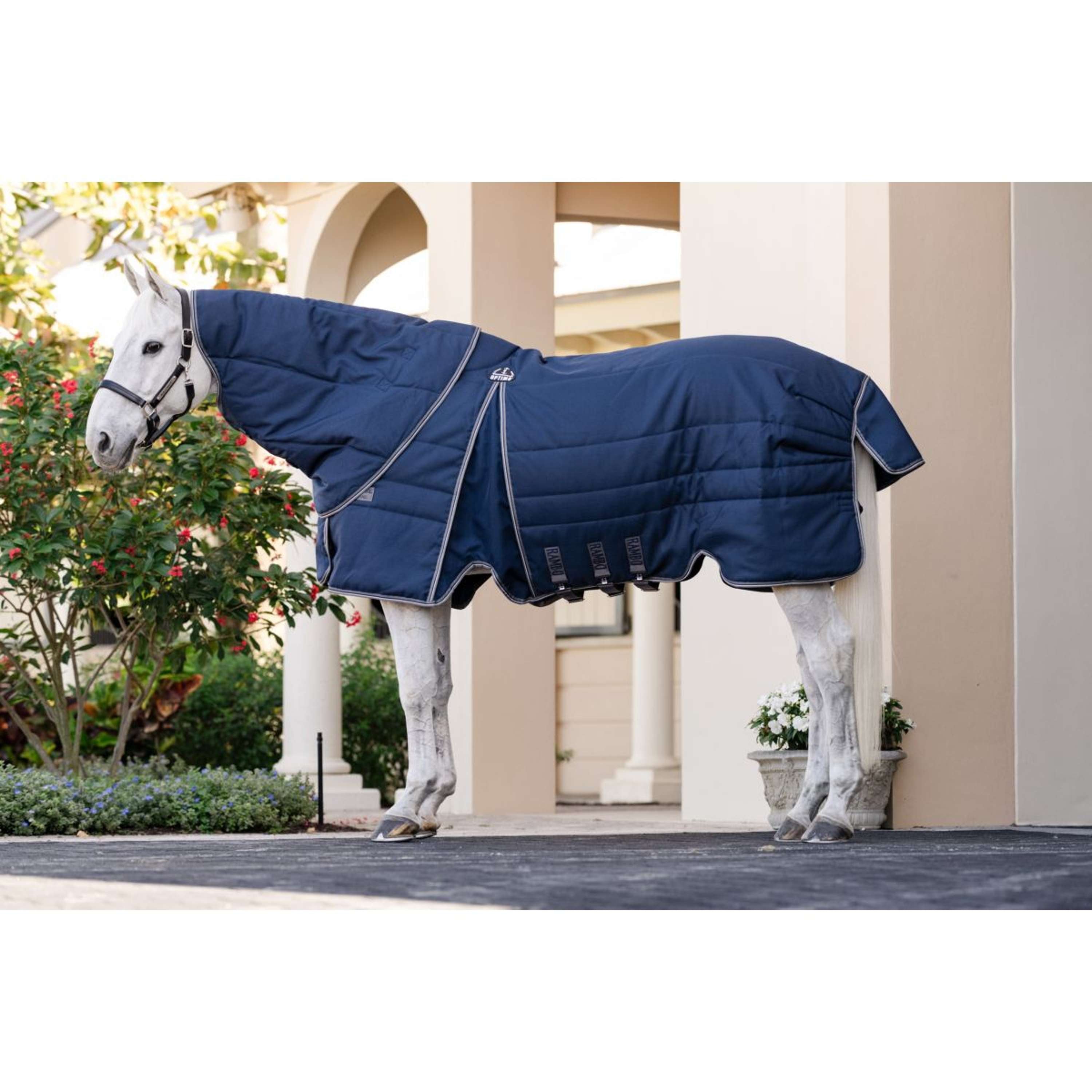 Rambo Optimo Couverture d'Écurie Plus 200g Navy/Thunderstorm Grey/Silver