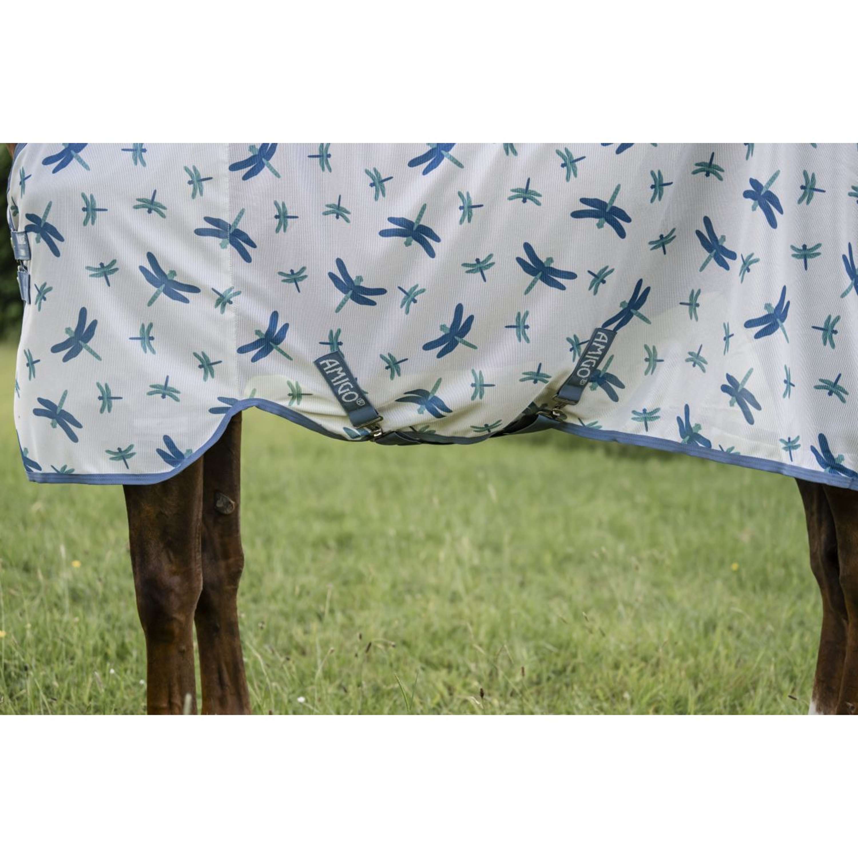 Amigo Couverture Anti-Mouches Plus Dragonfly Print/Silver/Blue/Sage